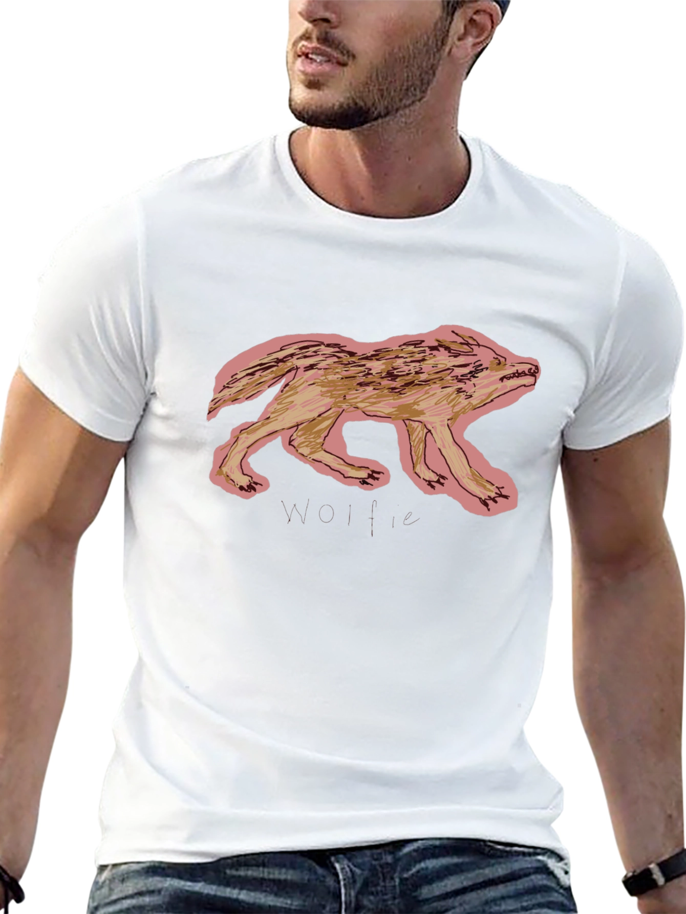 Cool Black Graphic Tee - Wolf Design