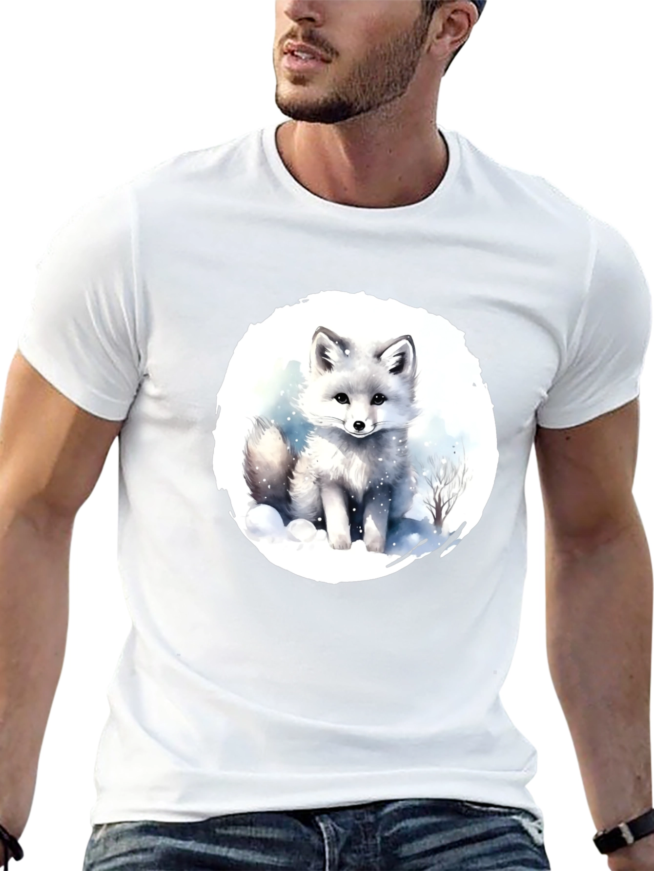 Arctic Fox Graphic Tee - Black Cotton T-Shirt