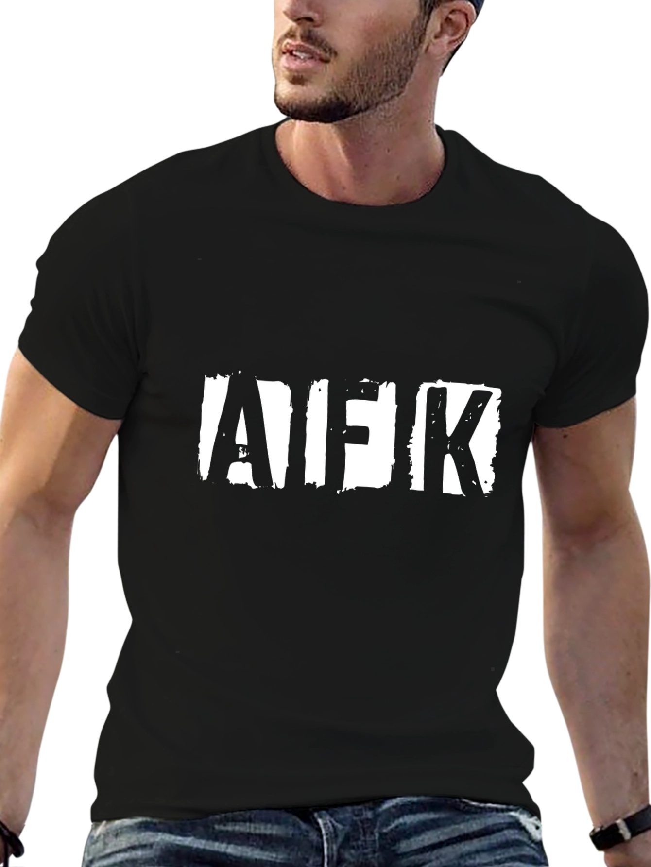 AFK Distressed Print Black T-Shirt