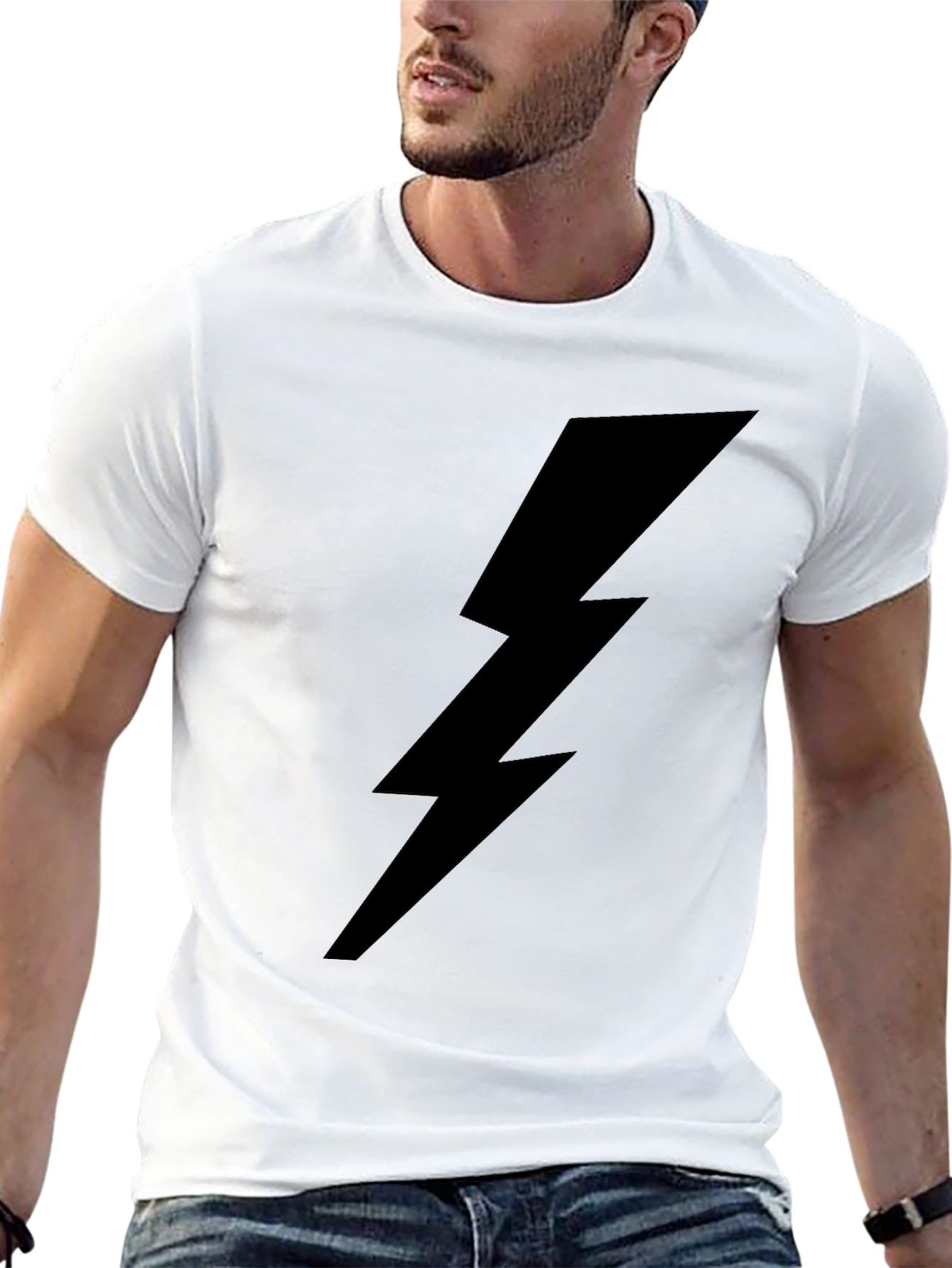 Black Lightning Bolt Graphic T-Shirt