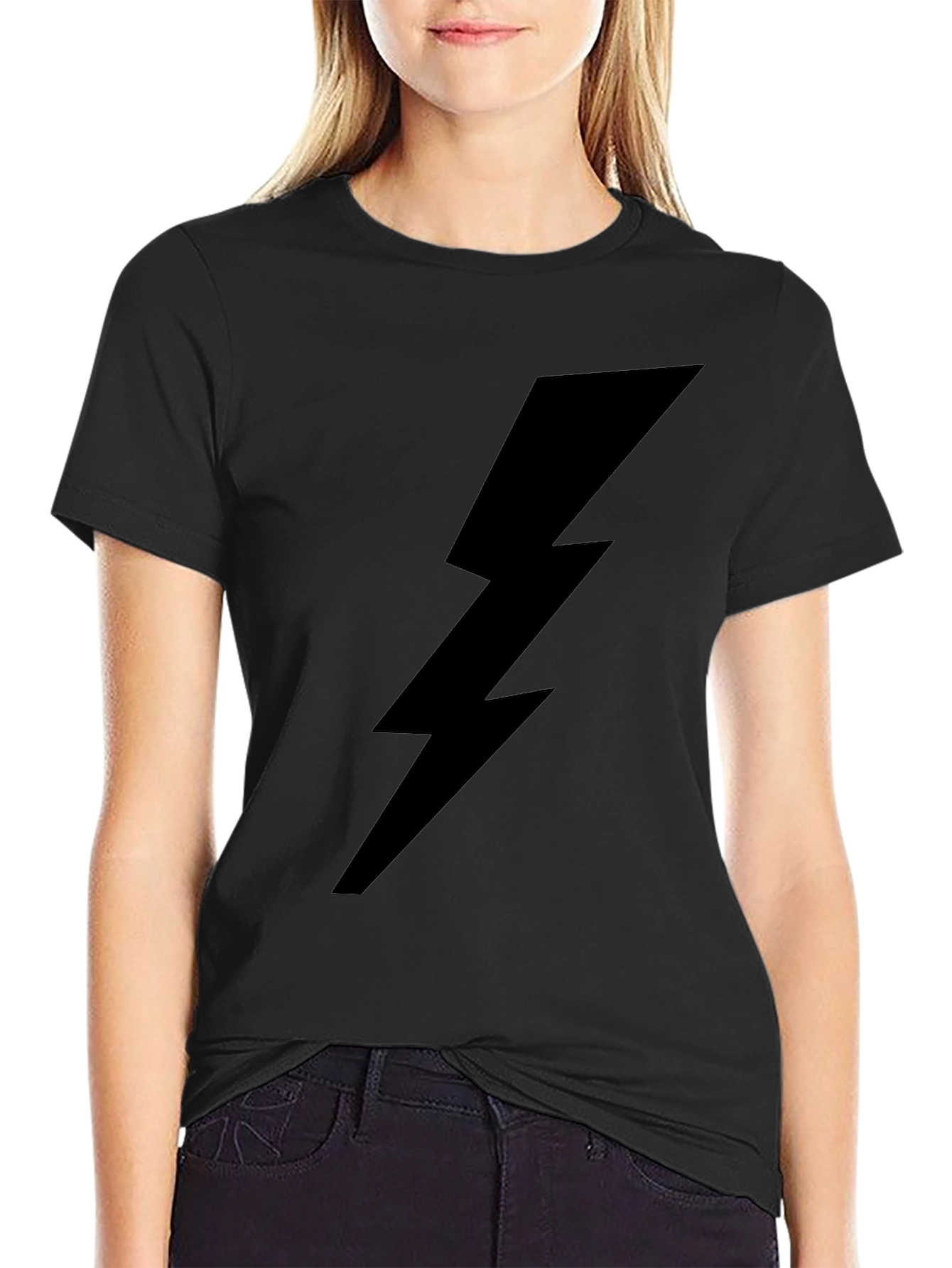 Black Lightning Bolt Graphic T-Shirt