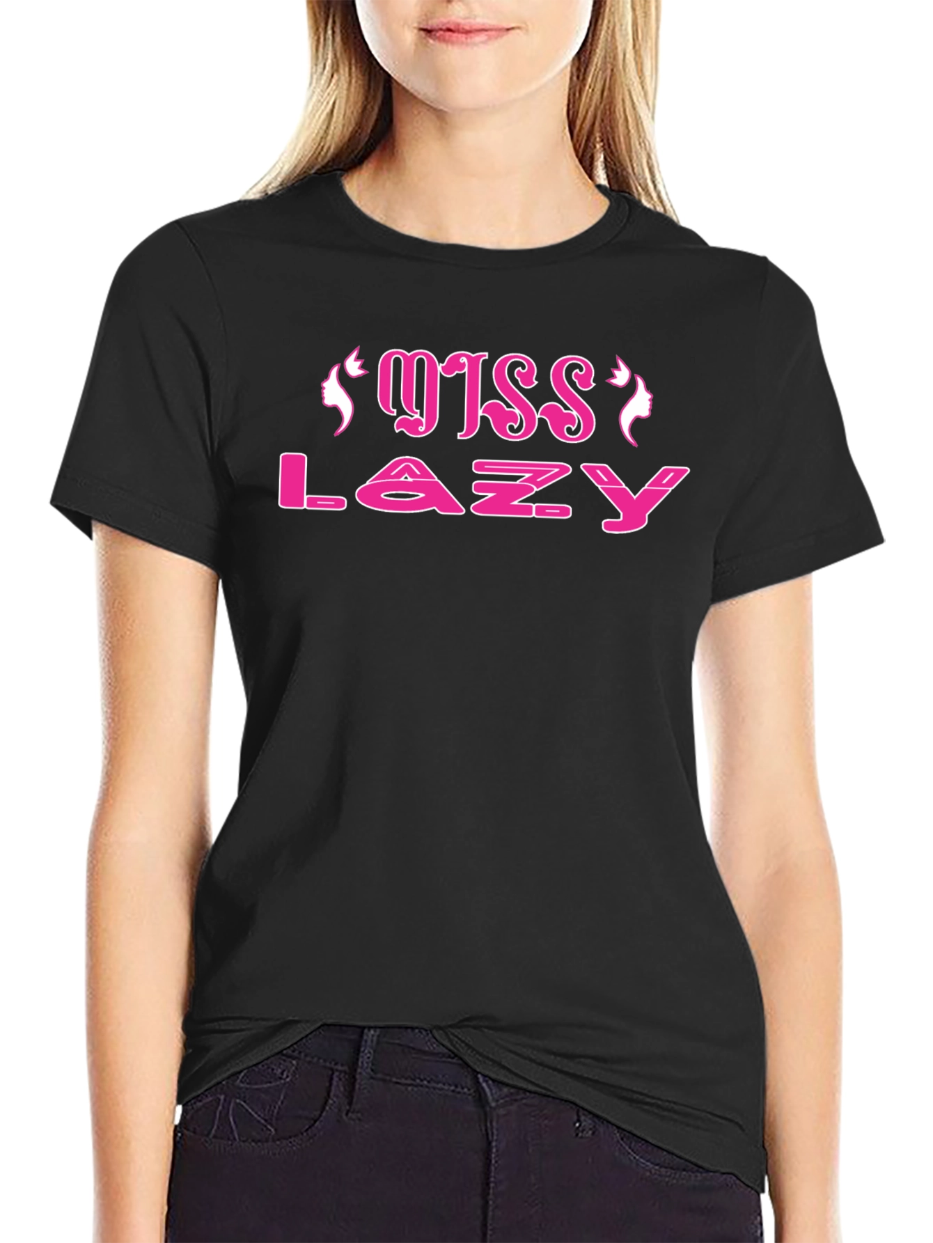 Miss Lazy Black Cotton Tee