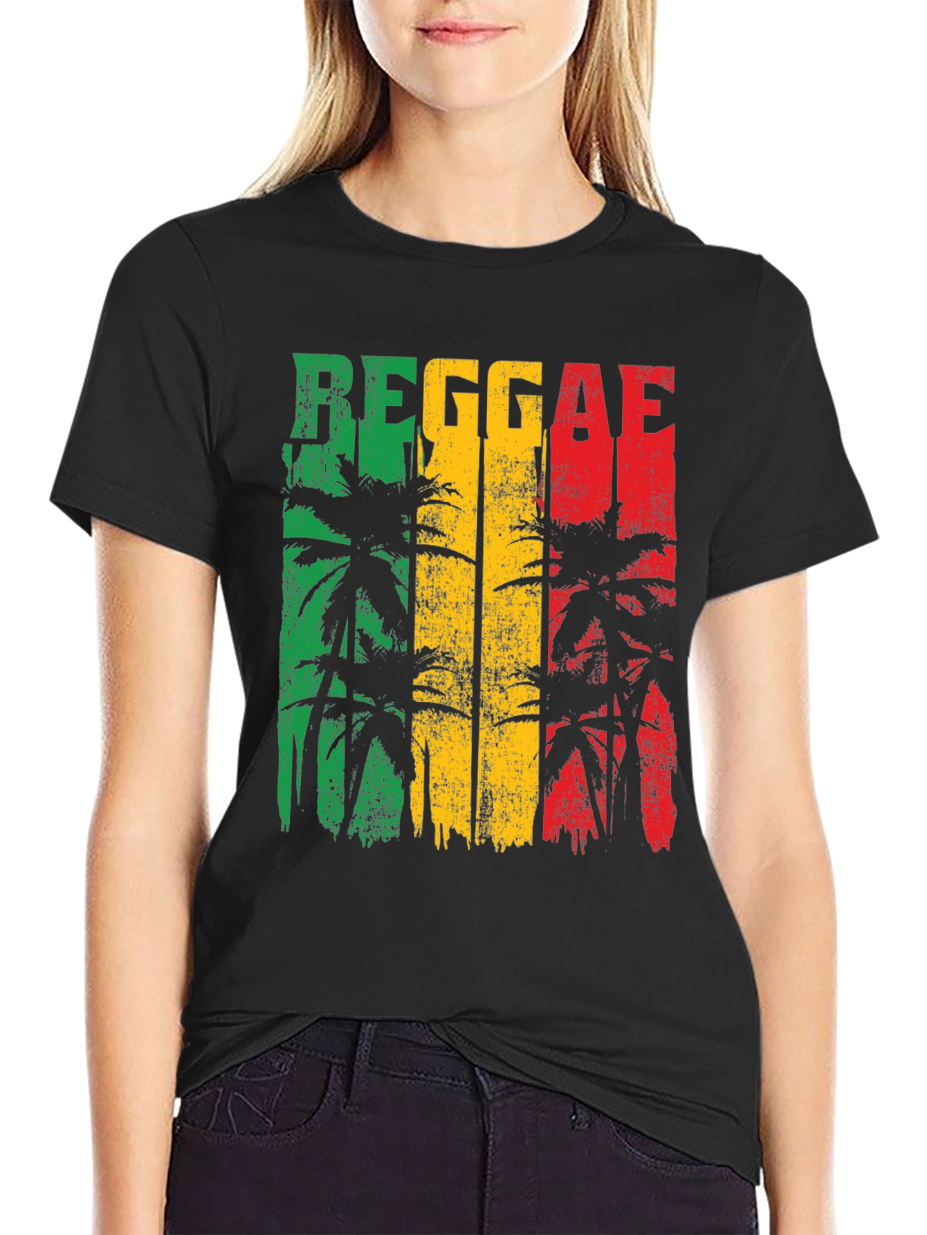Reggae Palm Tree Graphic T-Shirt - Rasta Style