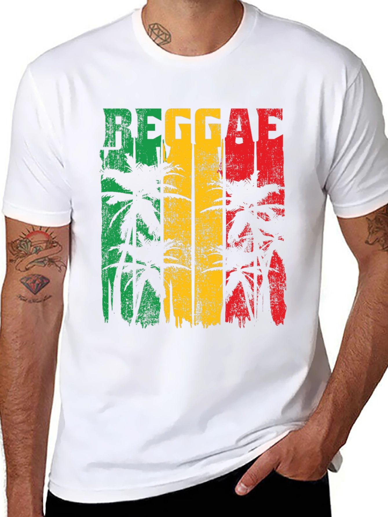 Reggae Palm Tree Graphic T-Shirt - Rasta Style