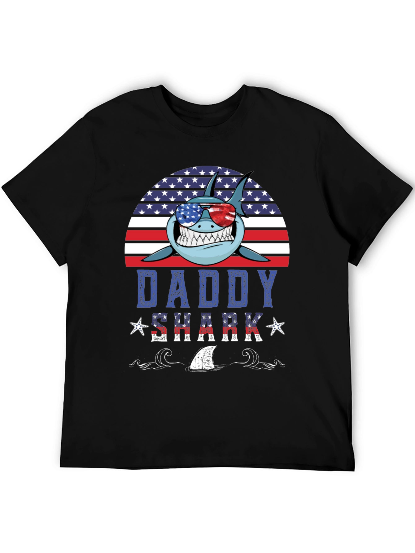 Daddy Shark USA T-Shirt - Patriotic Fathers Day Tee