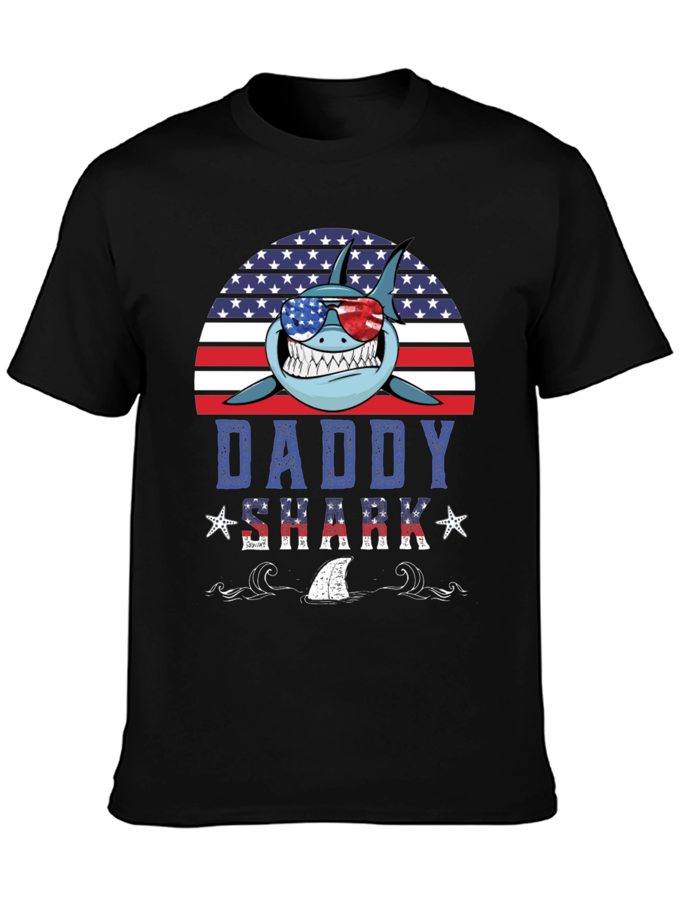 Daddy Shark USA T-Shirt - Patriotic Fathers Day Tee