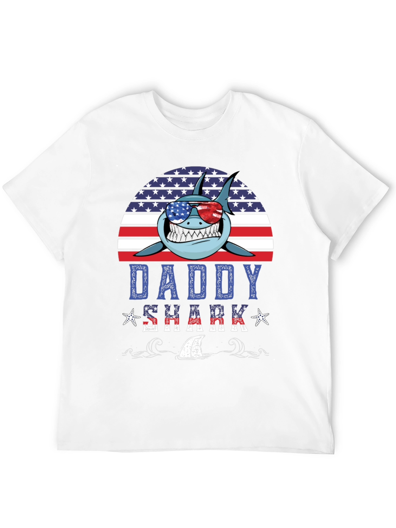 Daddy Shark USA T-Shirt - Patriotic Fathers Day Tee