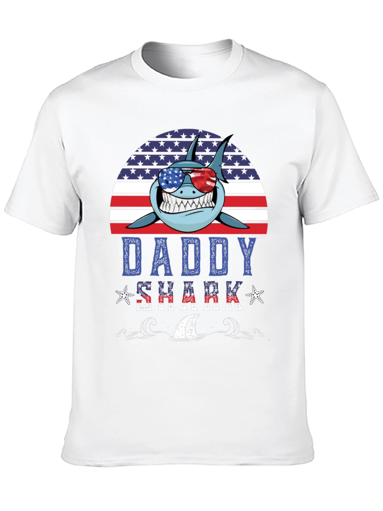Daddy Shark USA T-Shirt - Patriotic Fathers Day Tee