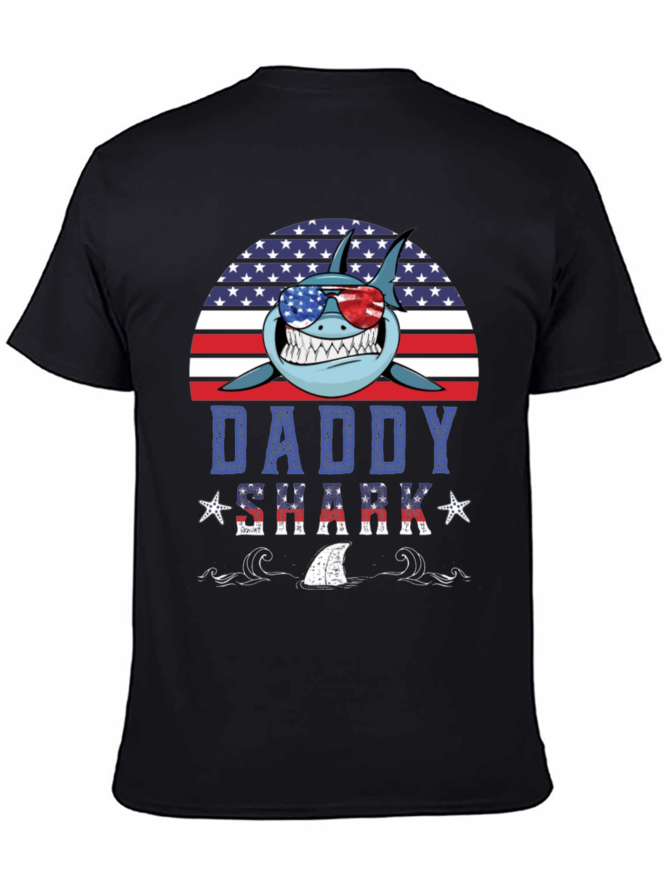 Daddy Shark USA T-Shirt - Patriotic Fathers Day Tee