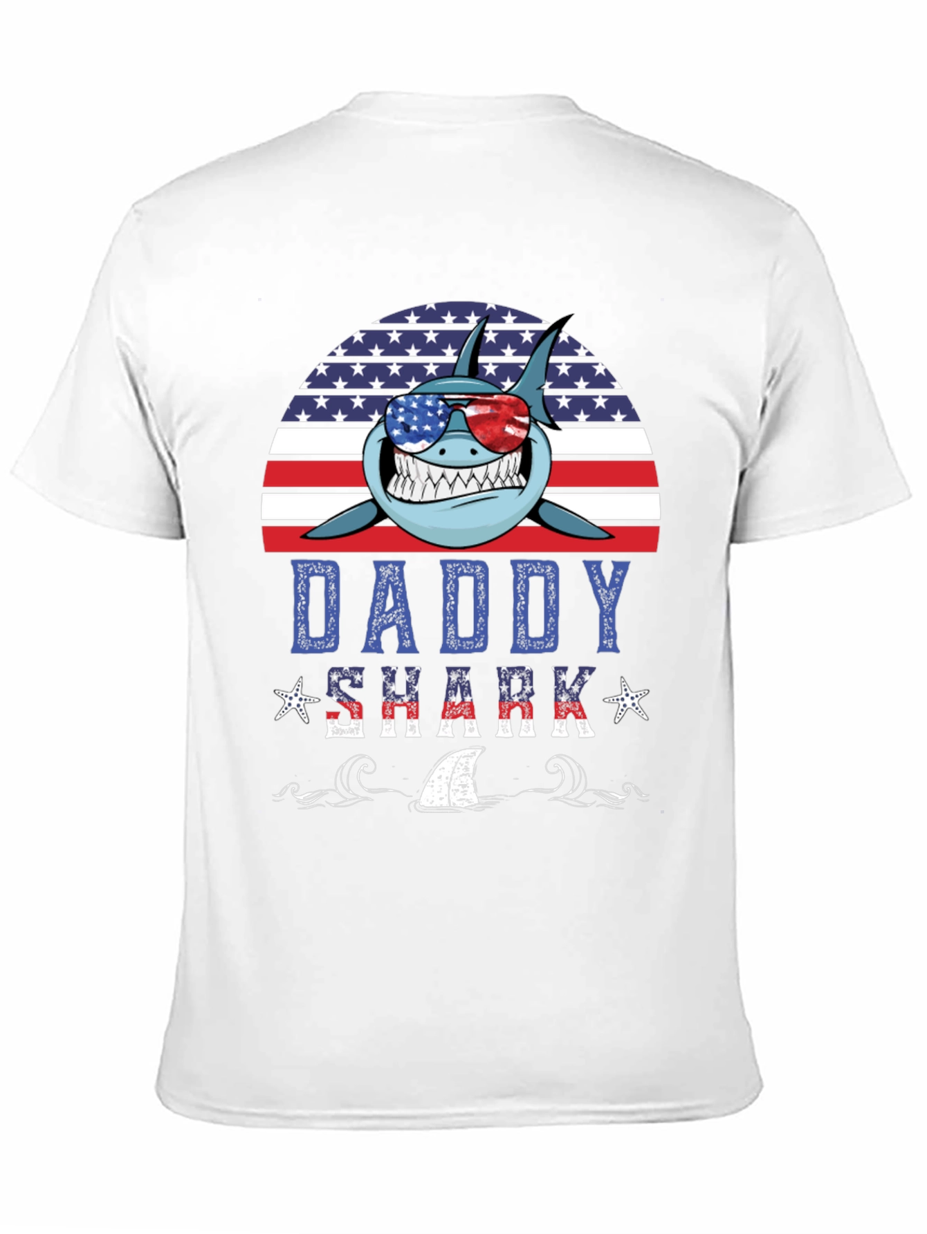 Daddy Shark USA T-Shirt - Patriotic Fathers Day Tee
