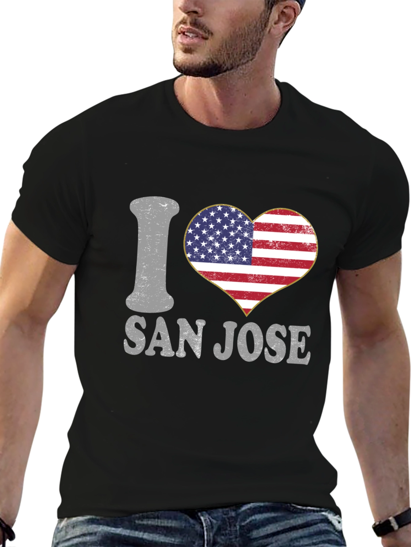 I Heart San Jose T-Shirt American Flag Heart