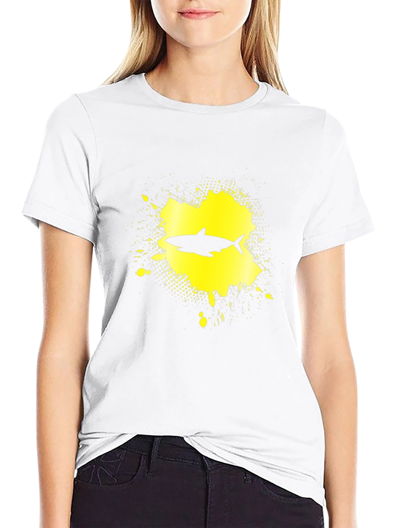 Shark Graphic Print T-Shirt - Black