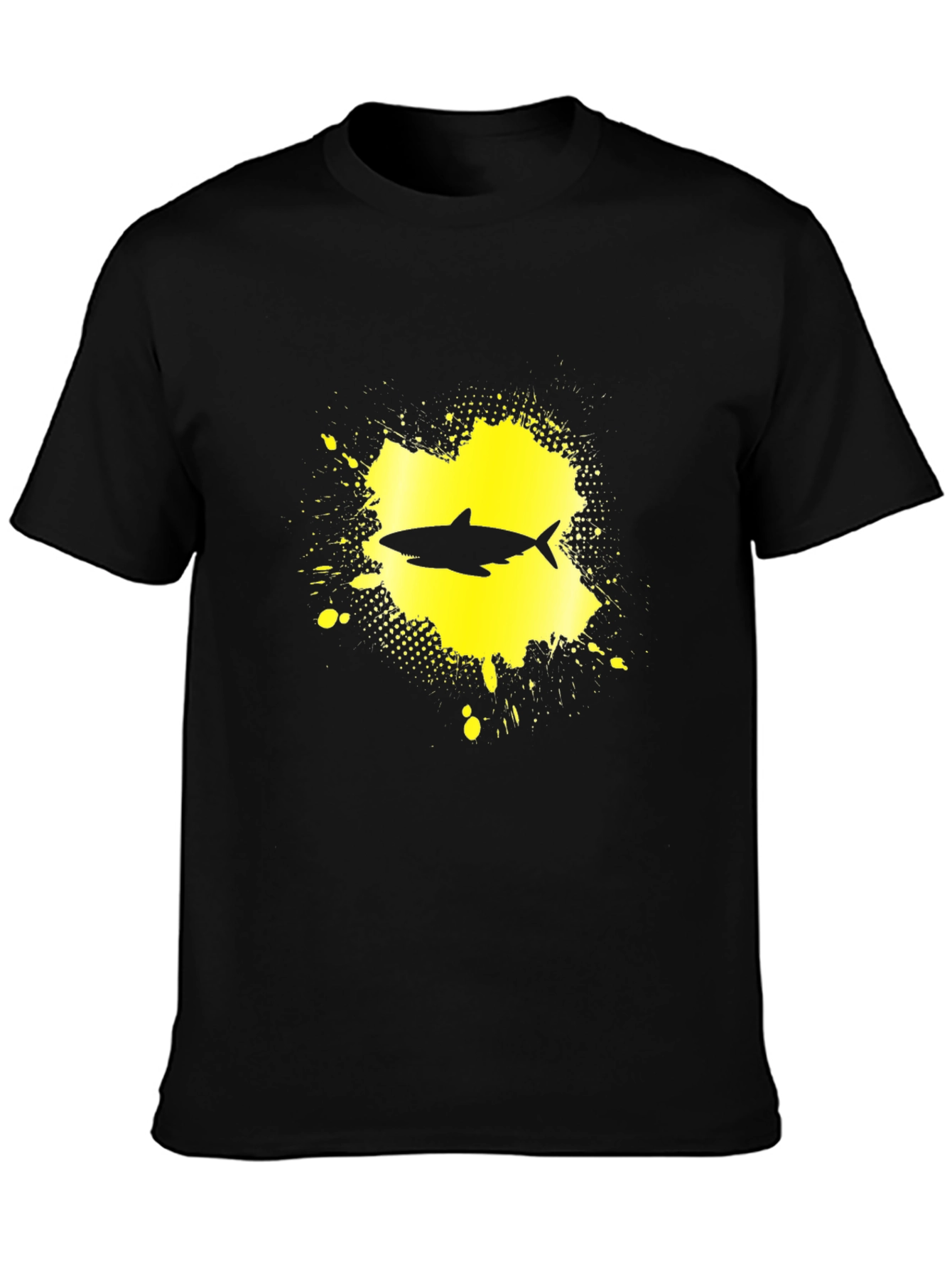 Shark Graphic Print T-Shirt - Black