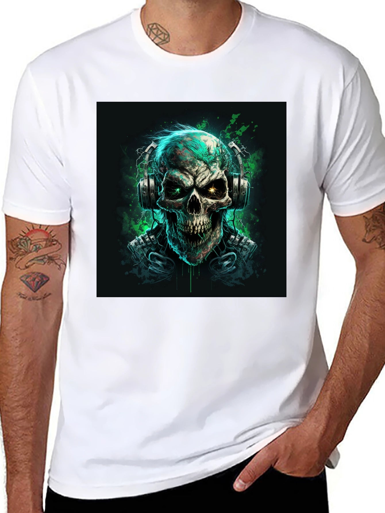Skull Graphic T-Shirt - Headphones Design