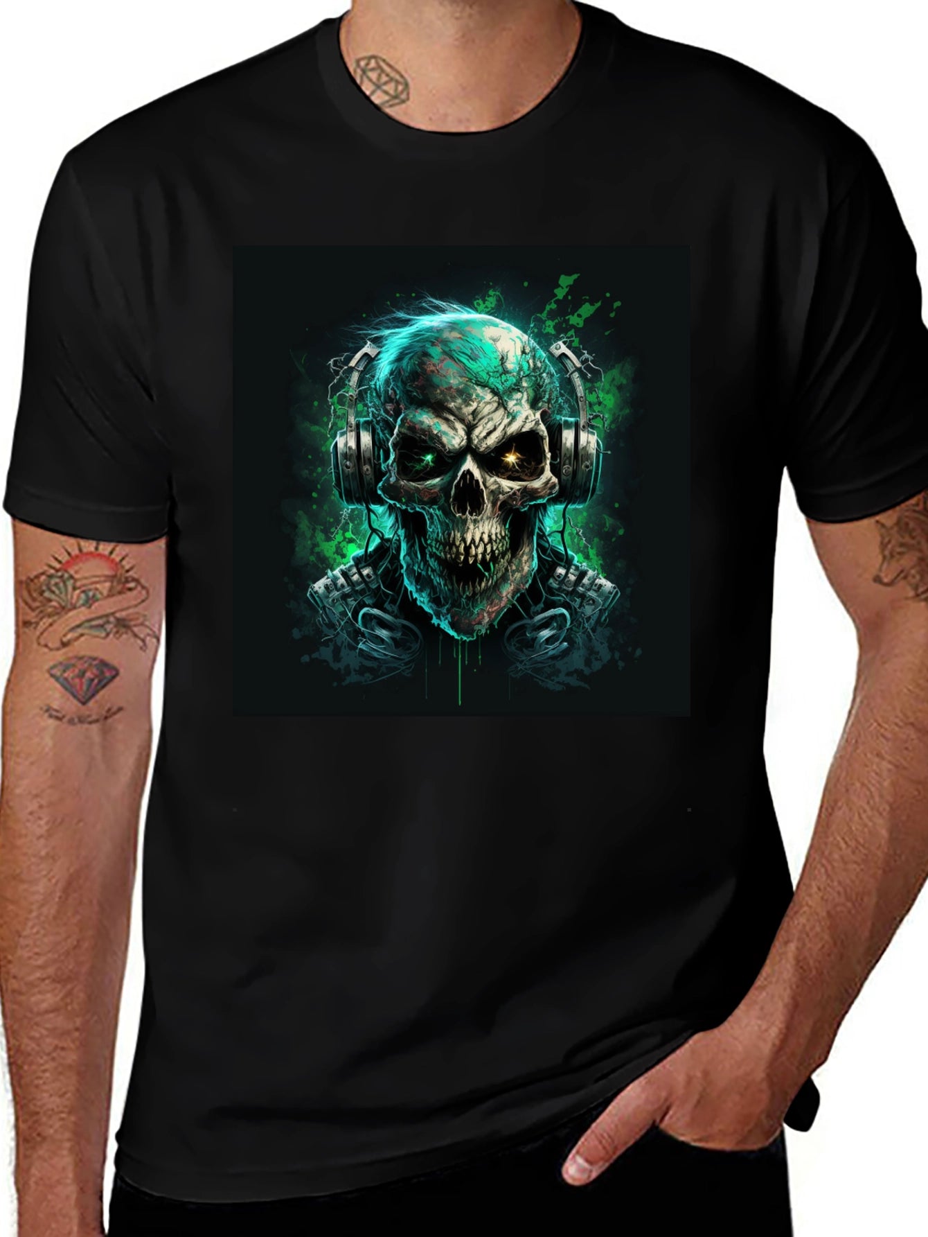 Skull Graphic T-Shirt - Headphones Design