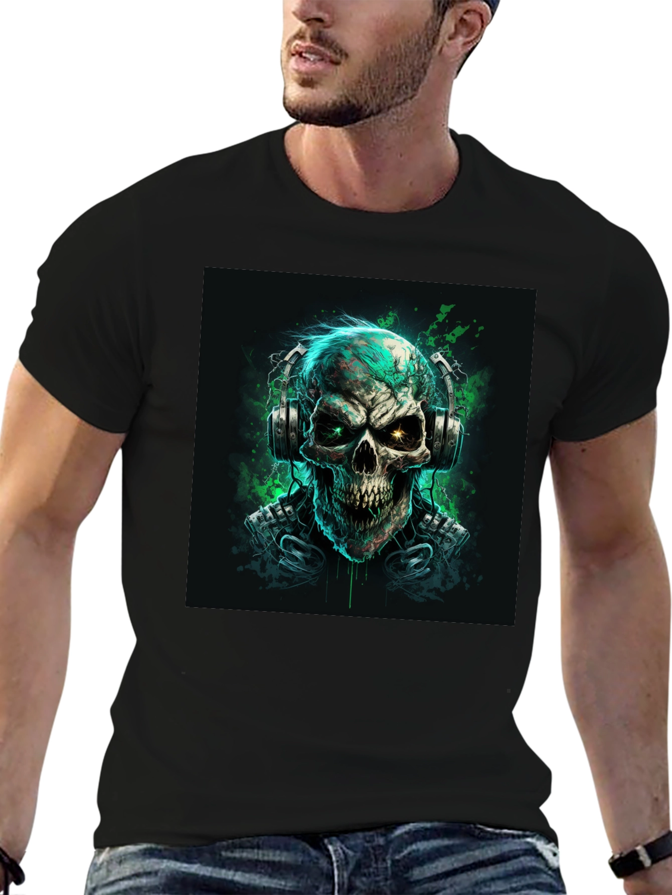 Skull Graphic T-Shirt - Headphones Design