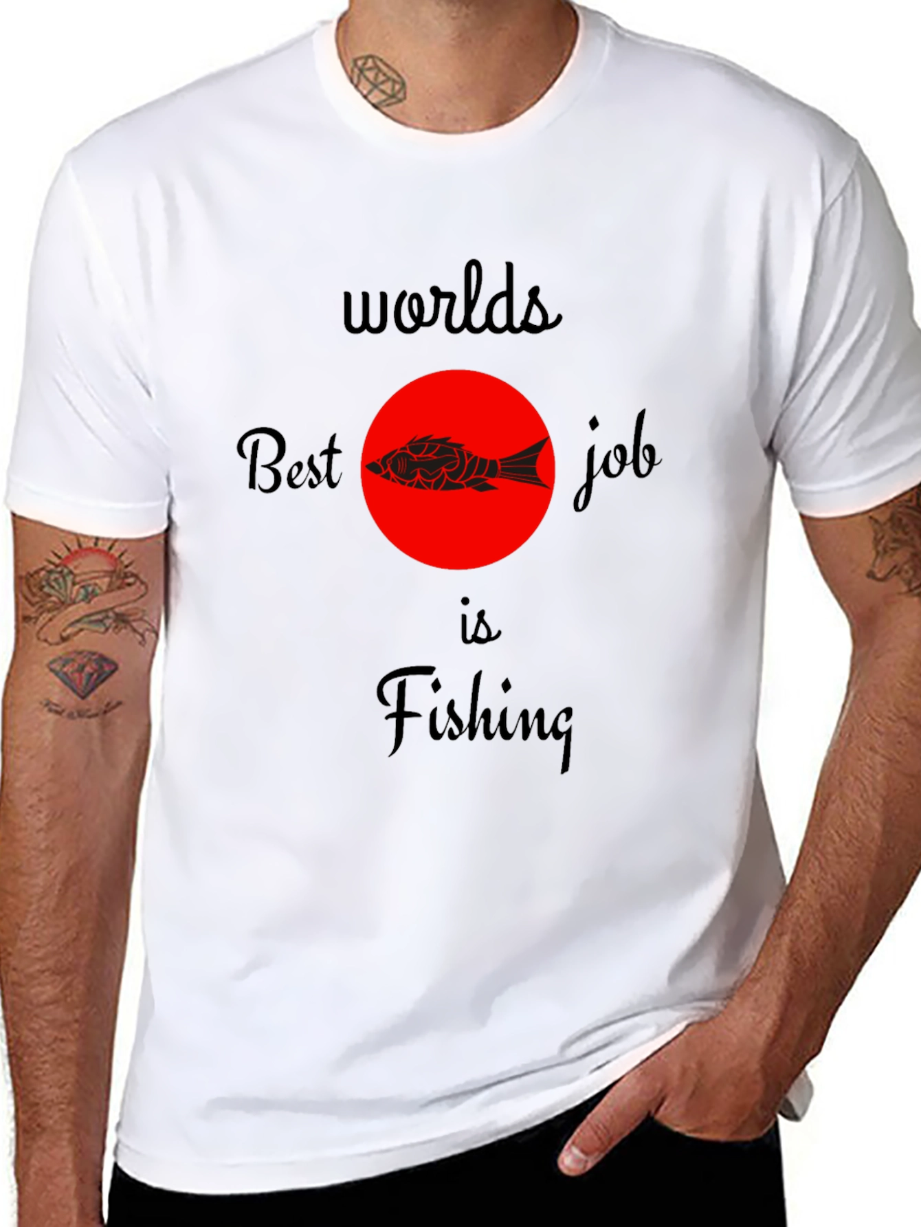 Worlds Best Job is Fishing Graphic T-Shirt