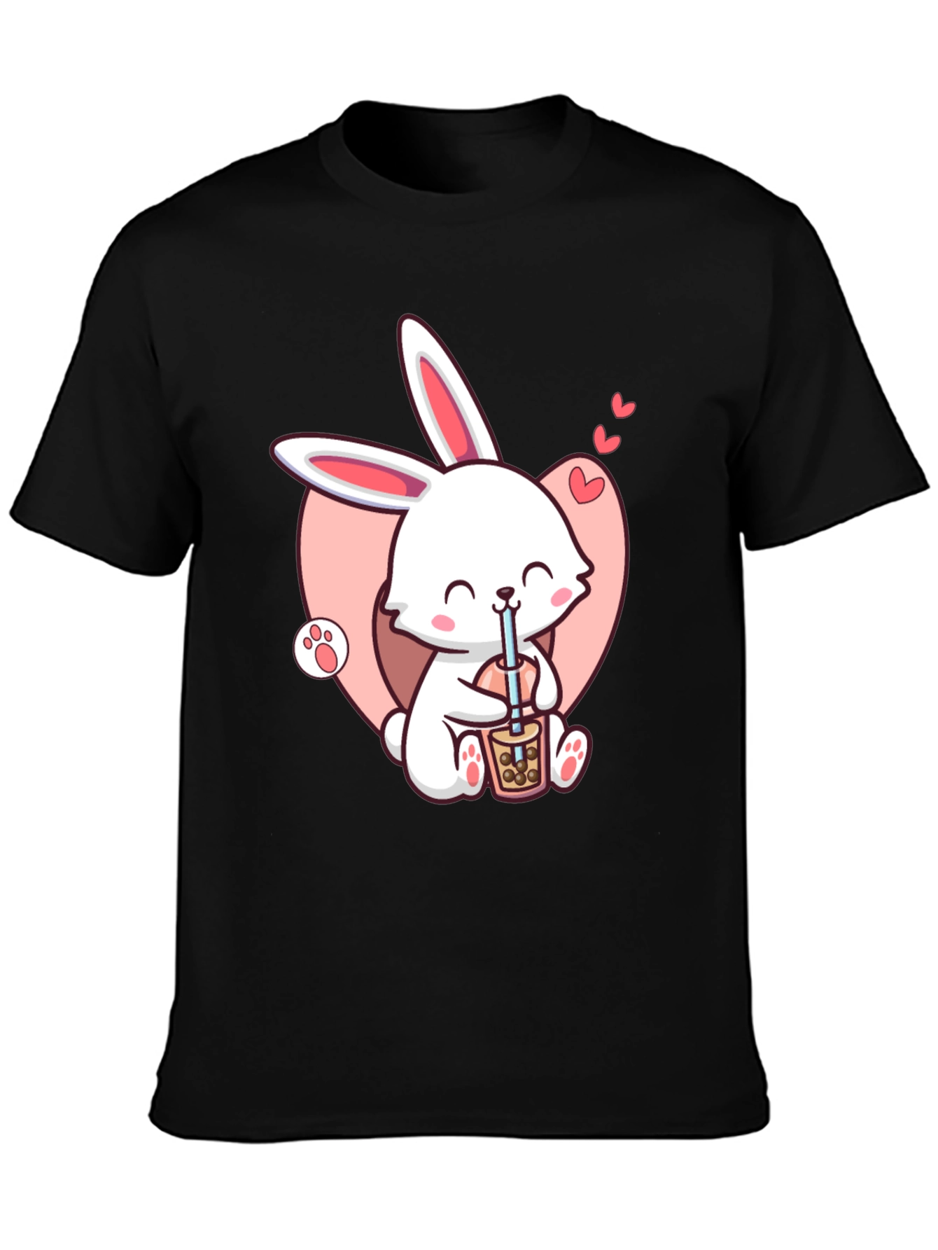 Cute Bunny Boba Black T-Shirt