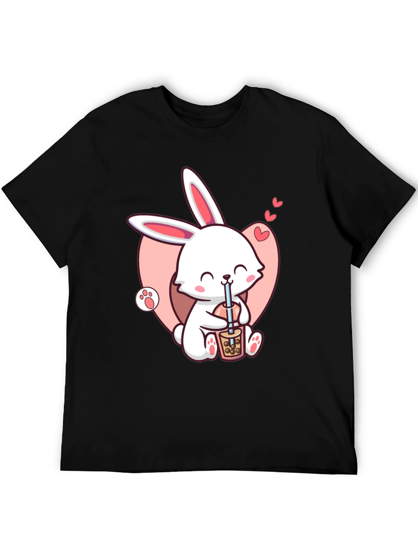 Cute Bunny Boba Black T-Shirt