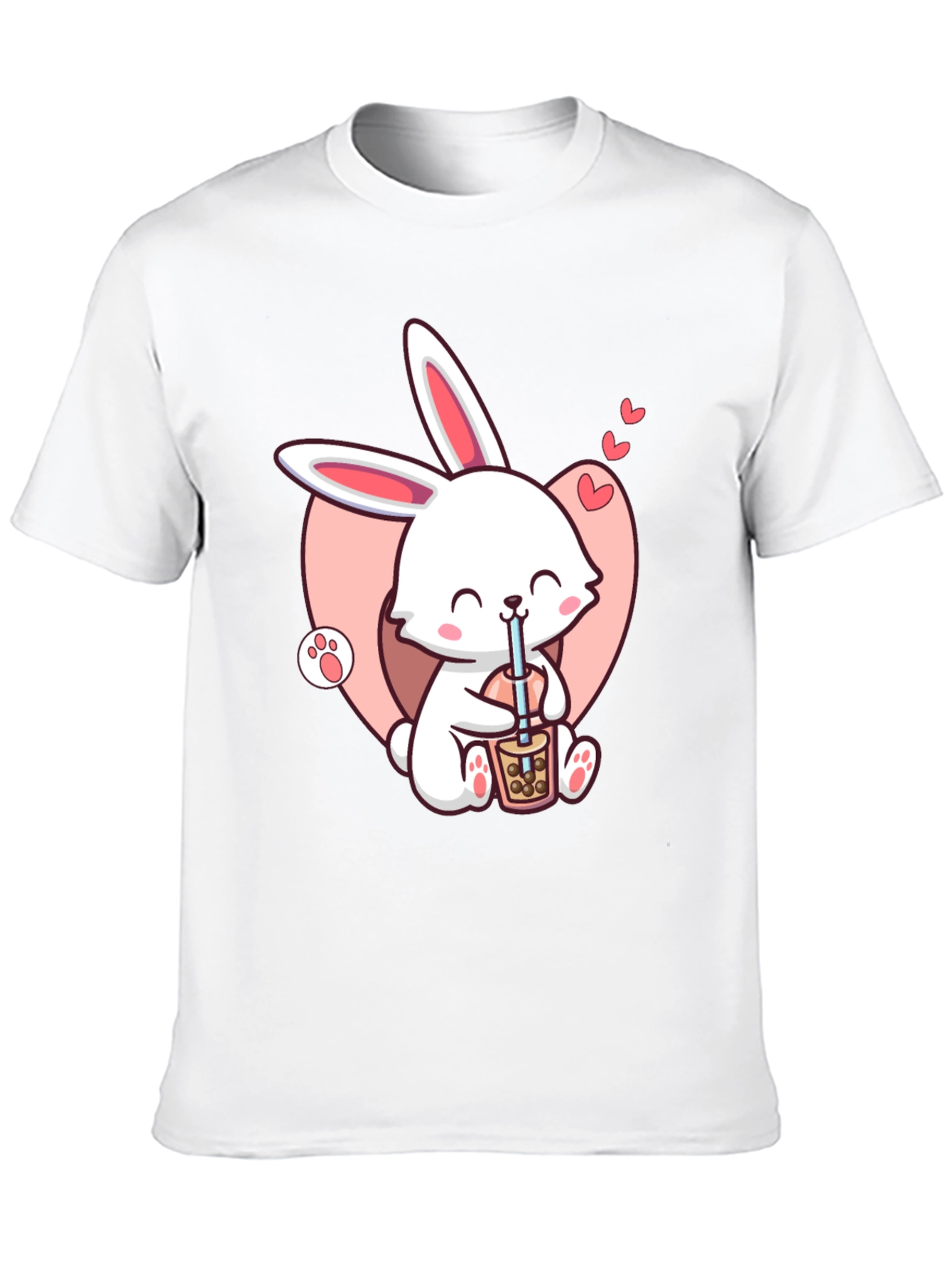 Cute Bunny Boba Black T-Shirt