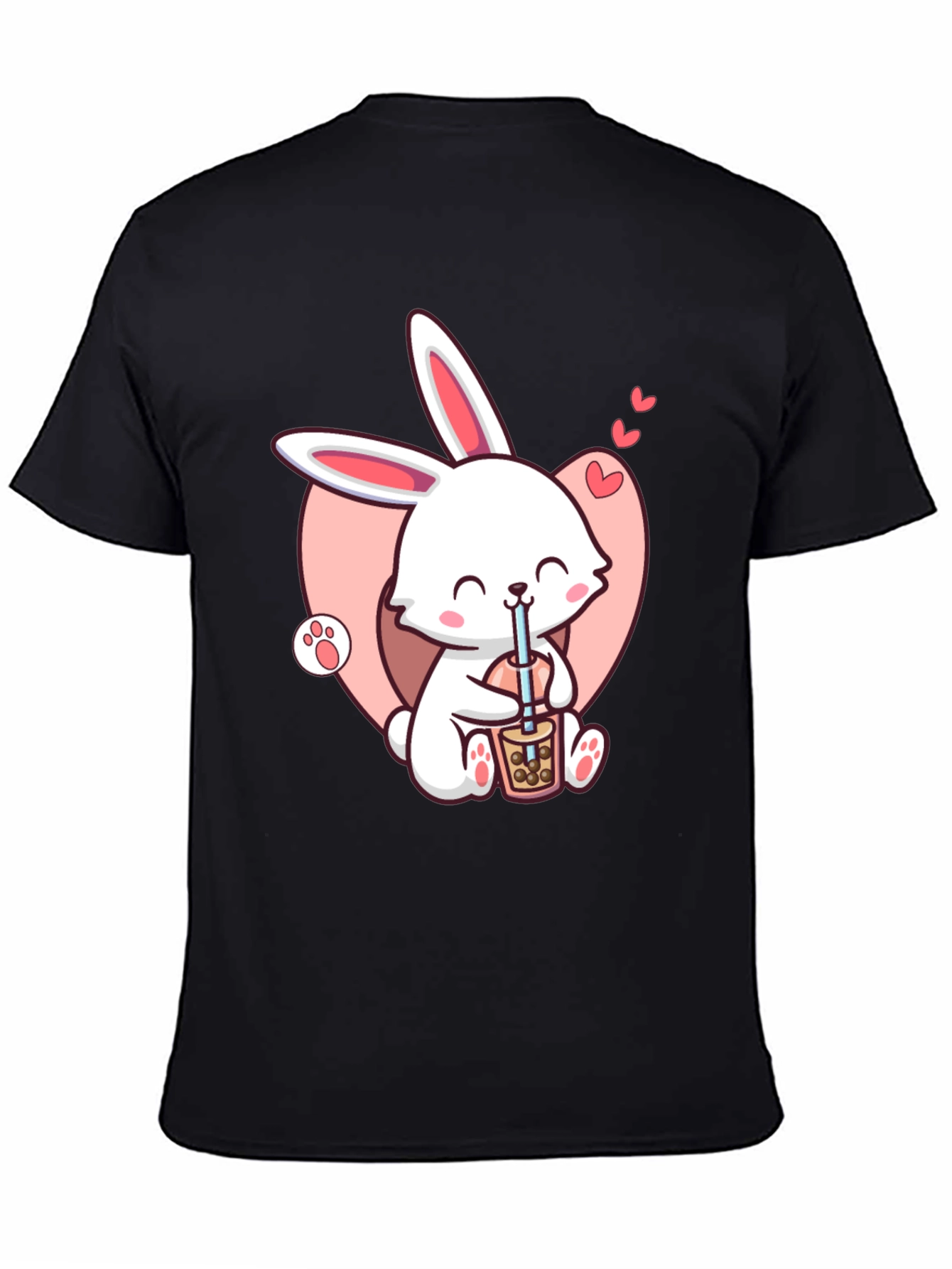 Cute Bunny Boba Black T-Shirt