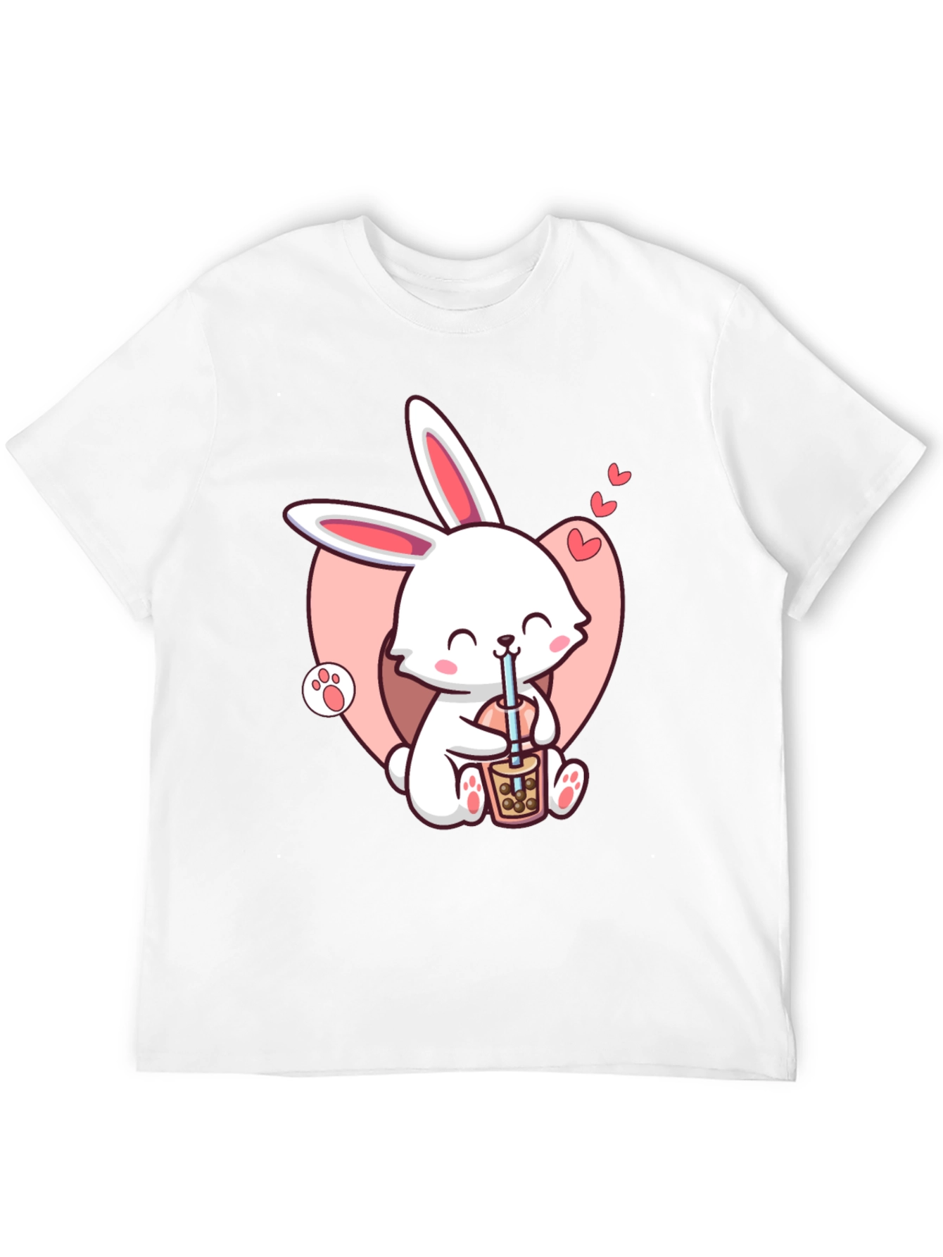Cute Bunny Boba Black T-Shirt