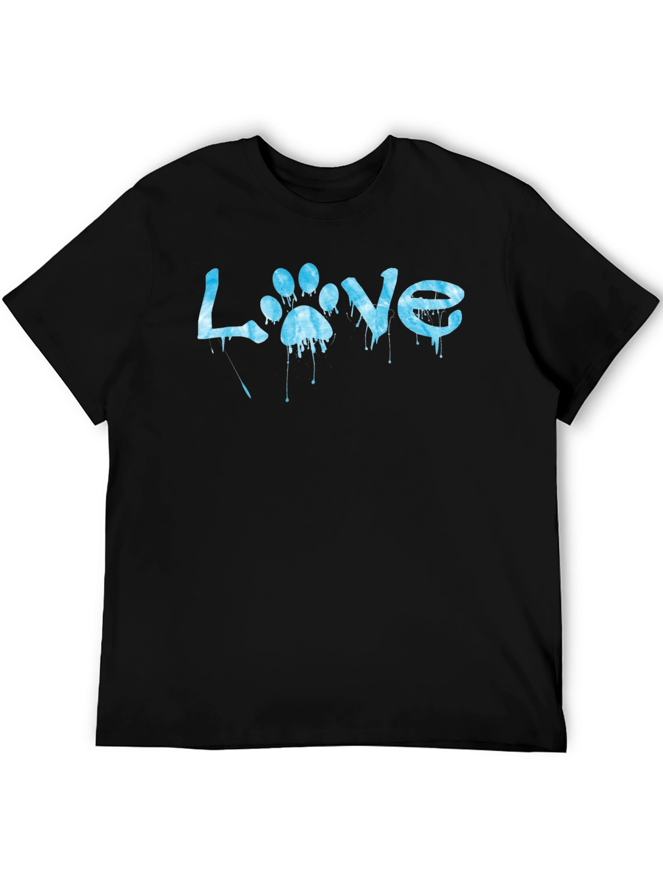 Love Paw Print Graphic T-Shirt - Casual Black Tee