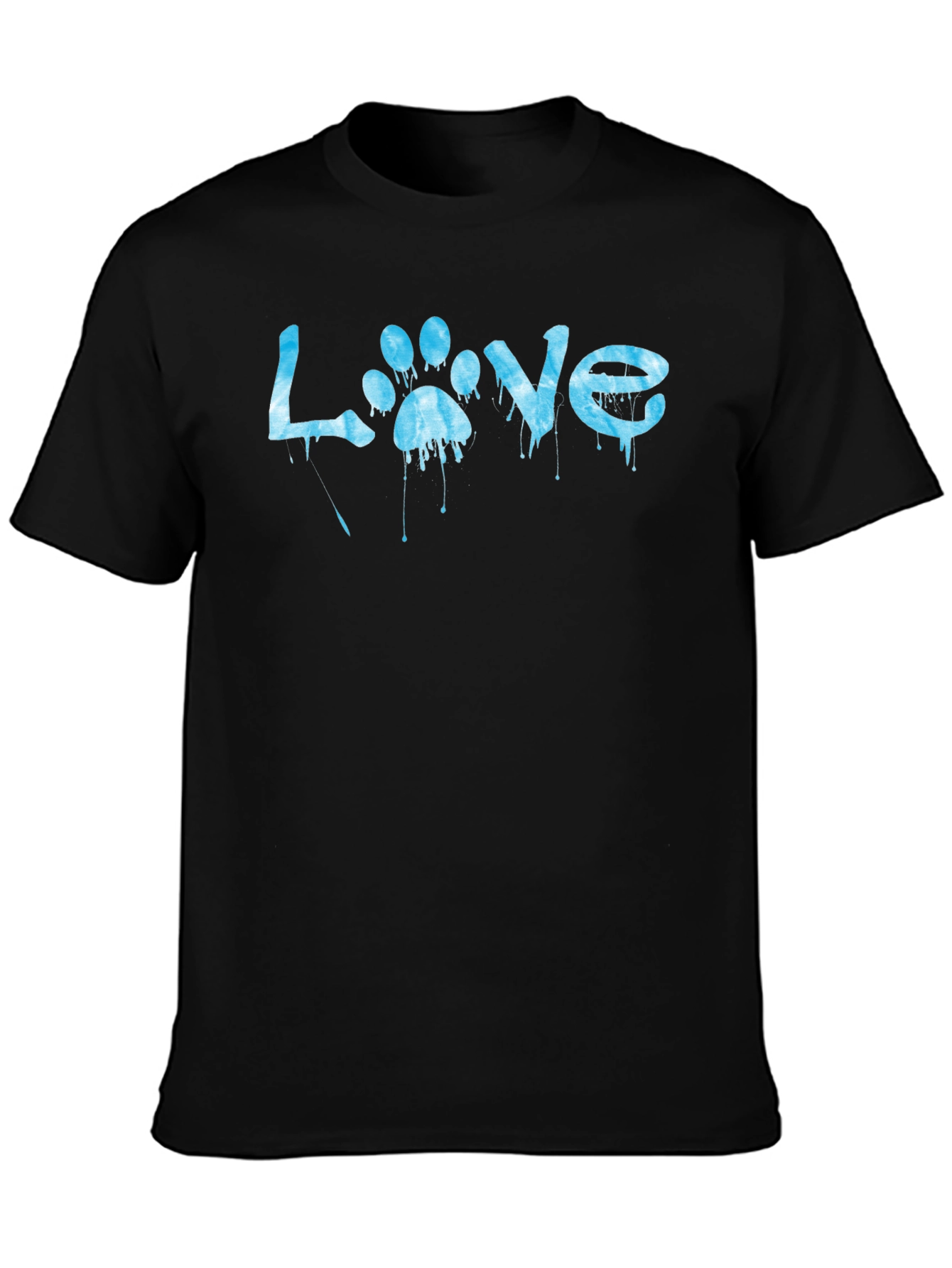 Love Paw Print Graphic T-Shirt - Casual Black Tee