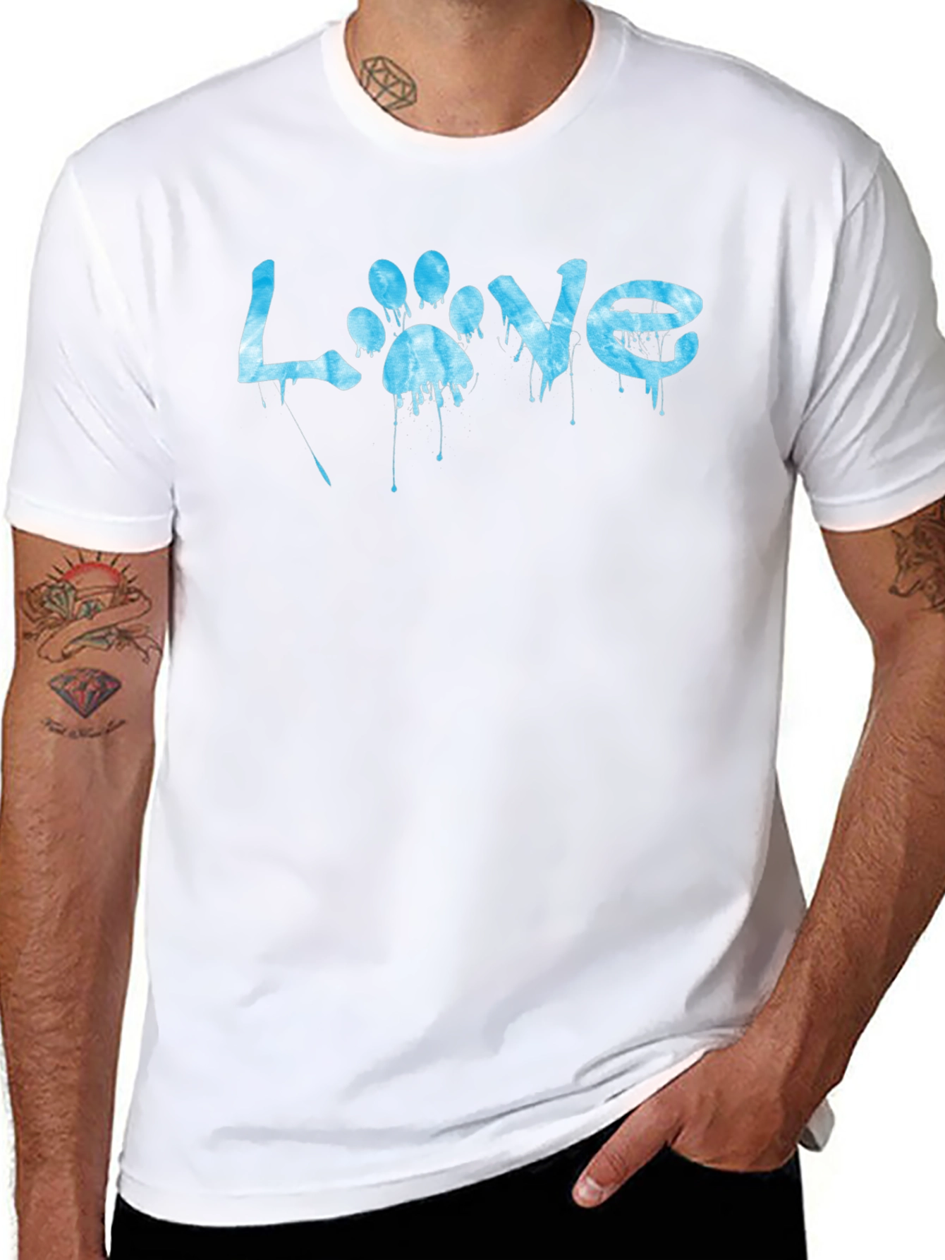 Love Paw Print Graphic T-Shirt - Casual Black Tee