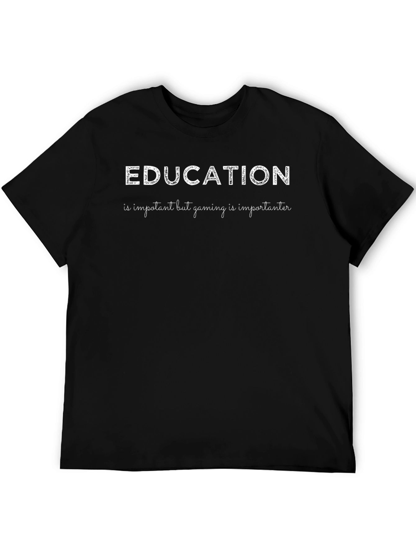 Education Important Gaming Importanter Black T-Shirt