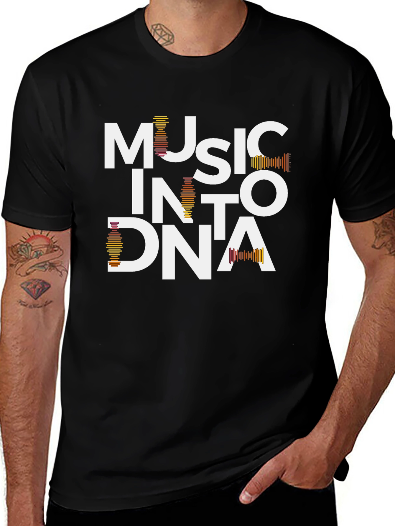 Music Into DNA Black Graphic Tee