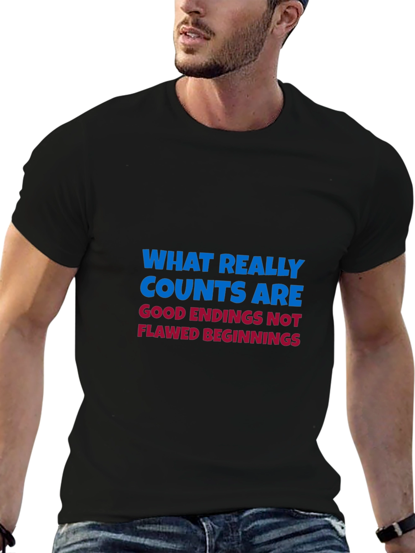 Inspirational Quote Graphic Tee - Good Endings Matter