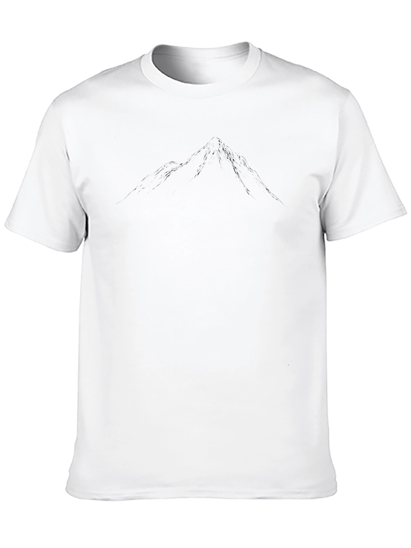 Mens Black Crew Neck T-Shirt with Mountain Design
