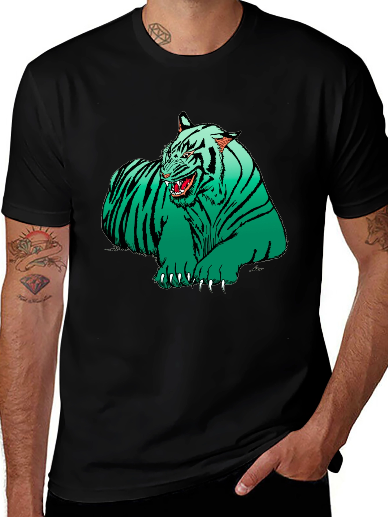 Green Tiger Graphic T-Shirt