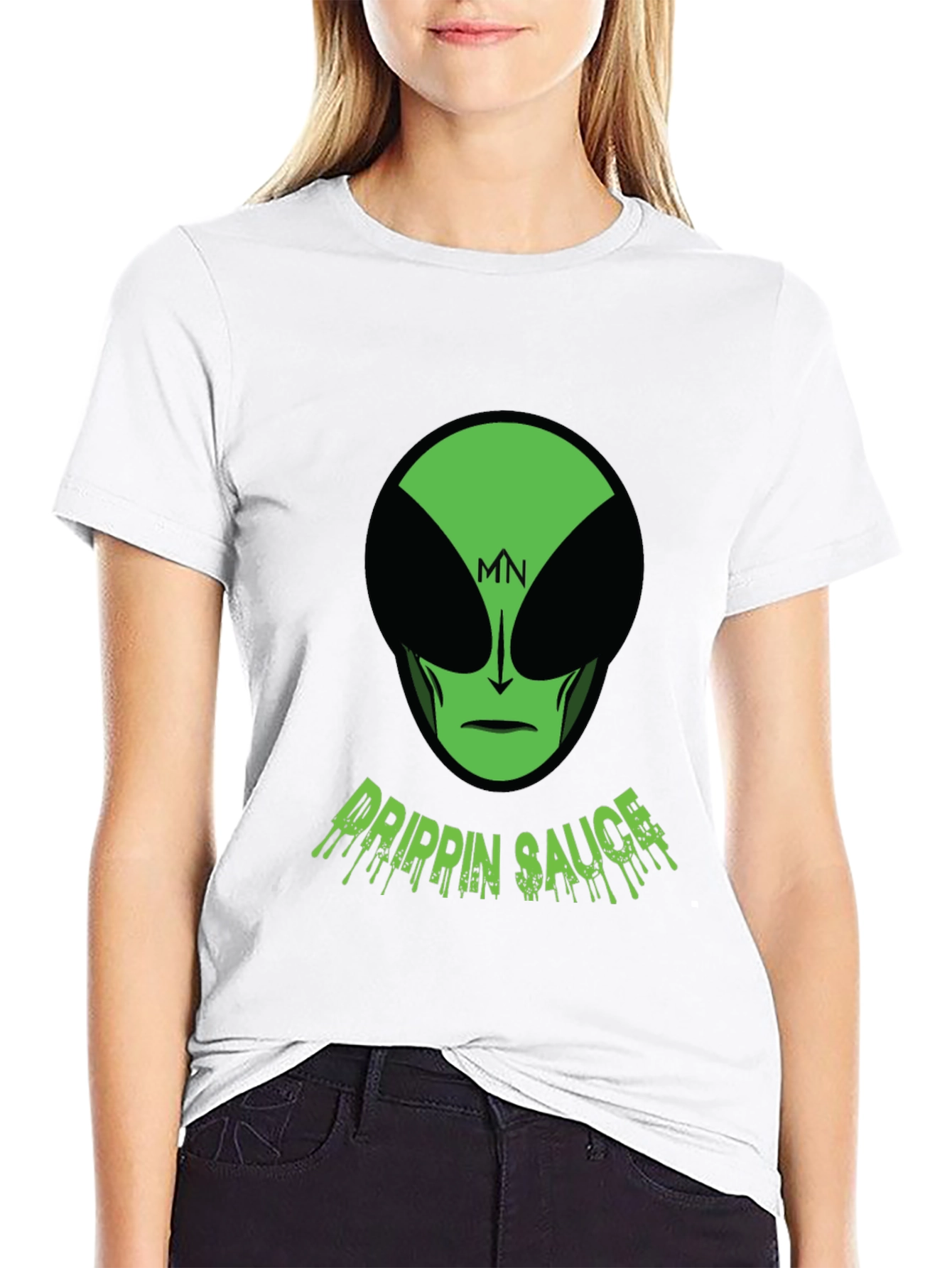 Mens Black Drippin Sauce Alien Graphic Tee