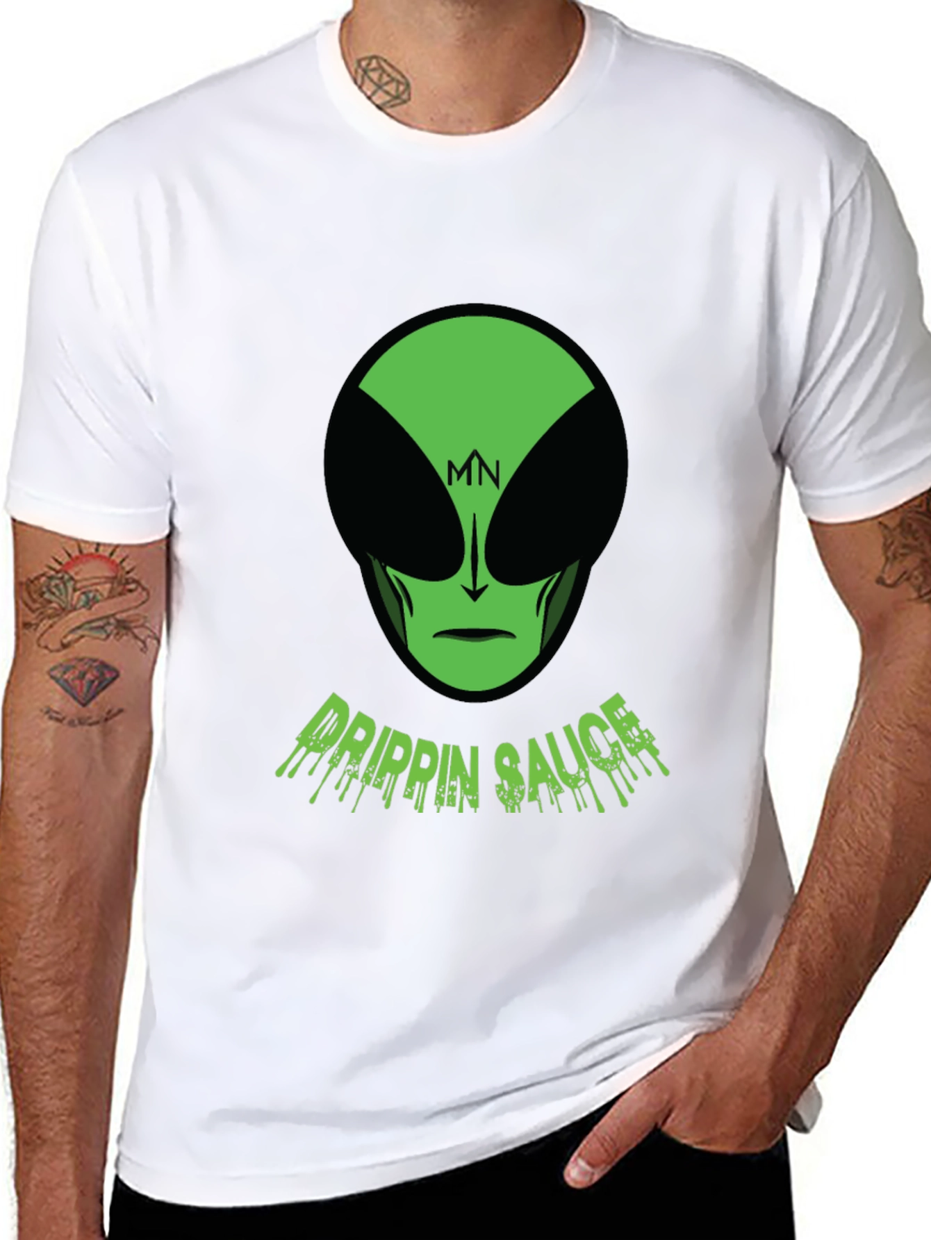 Mens Black Drippin Sauce Alien Graphic Tee