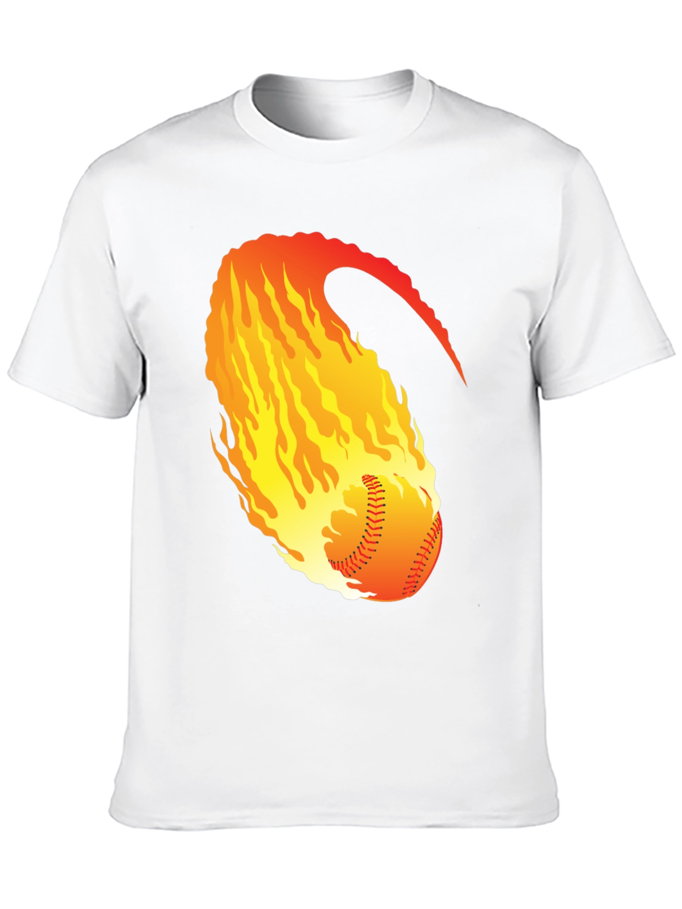 Fiery Baseball Graphic Tee - Black Cotton Shirt
