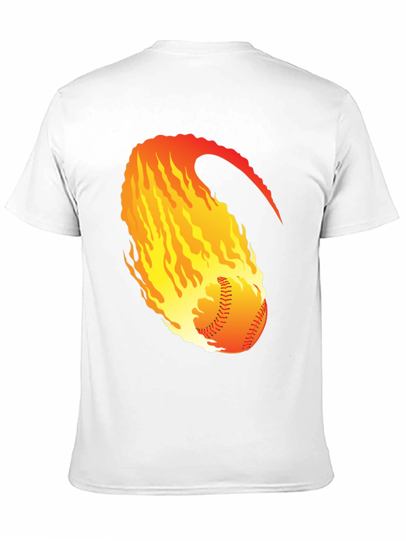 Fiery Baseball Graphic Tee - Black Cotton Shirt