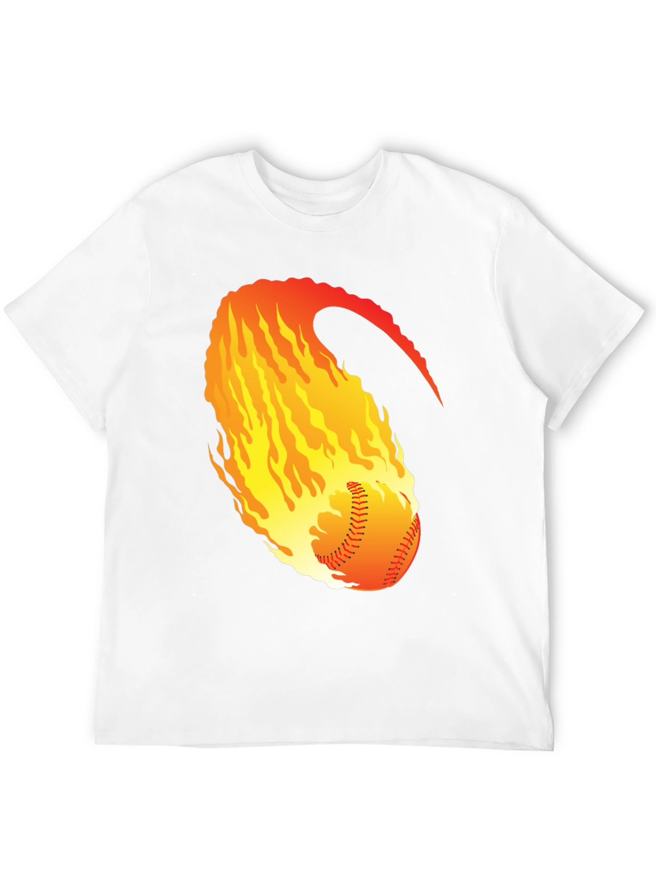 Fiery Baseball Graphic Tee - Black Cotton Shirt