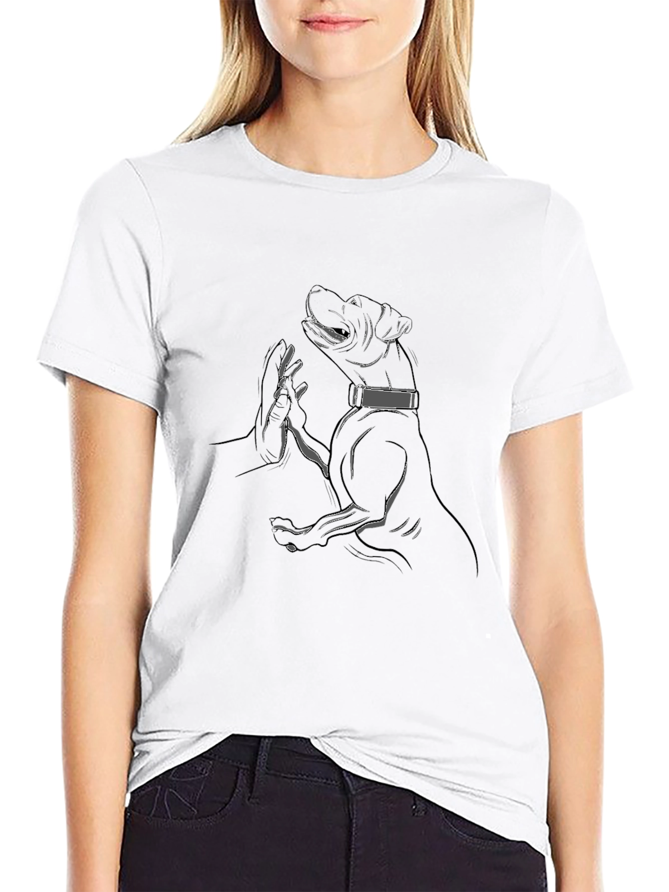 Dog High Five Graphic Tee - Black T-Shirt