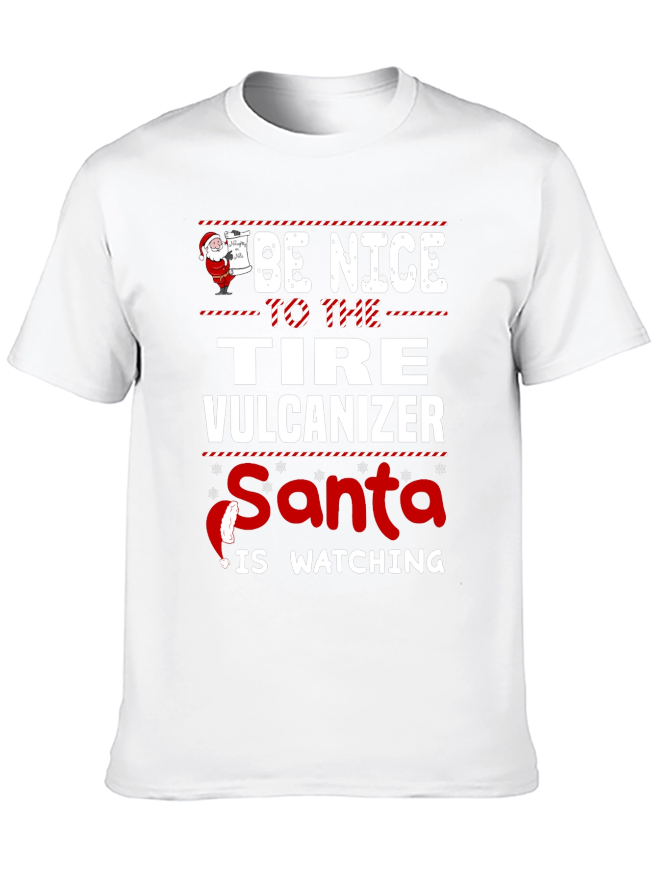 Funny Tire Vulcanizer Santa Watching Christmas T-Shirt