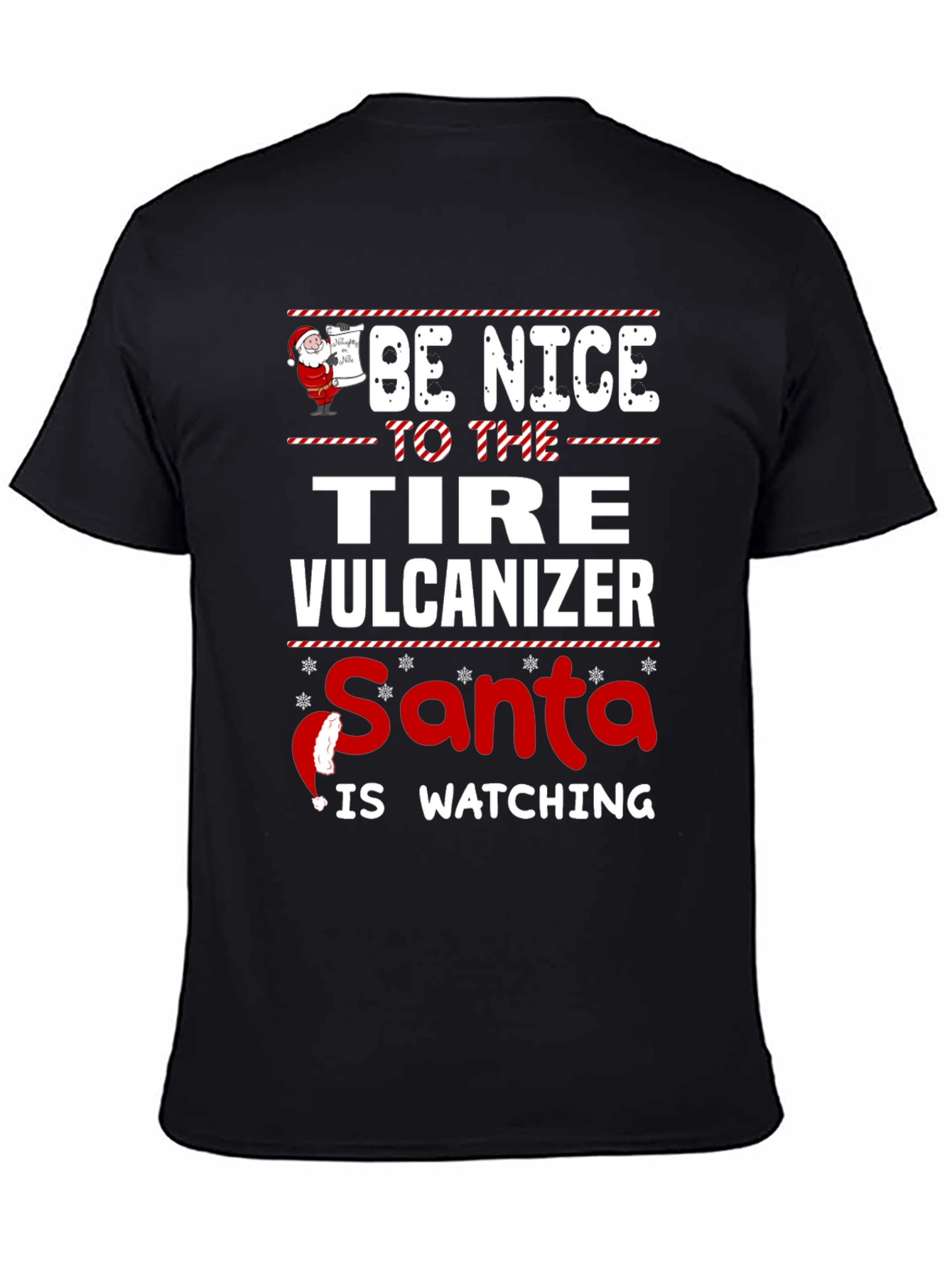 Funny Tire Vulcanizer Santa Watching Christmas T-Shirt