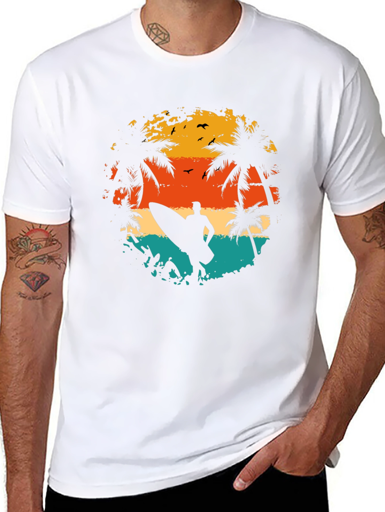 Surfer Sunset Graphic Tee - Black