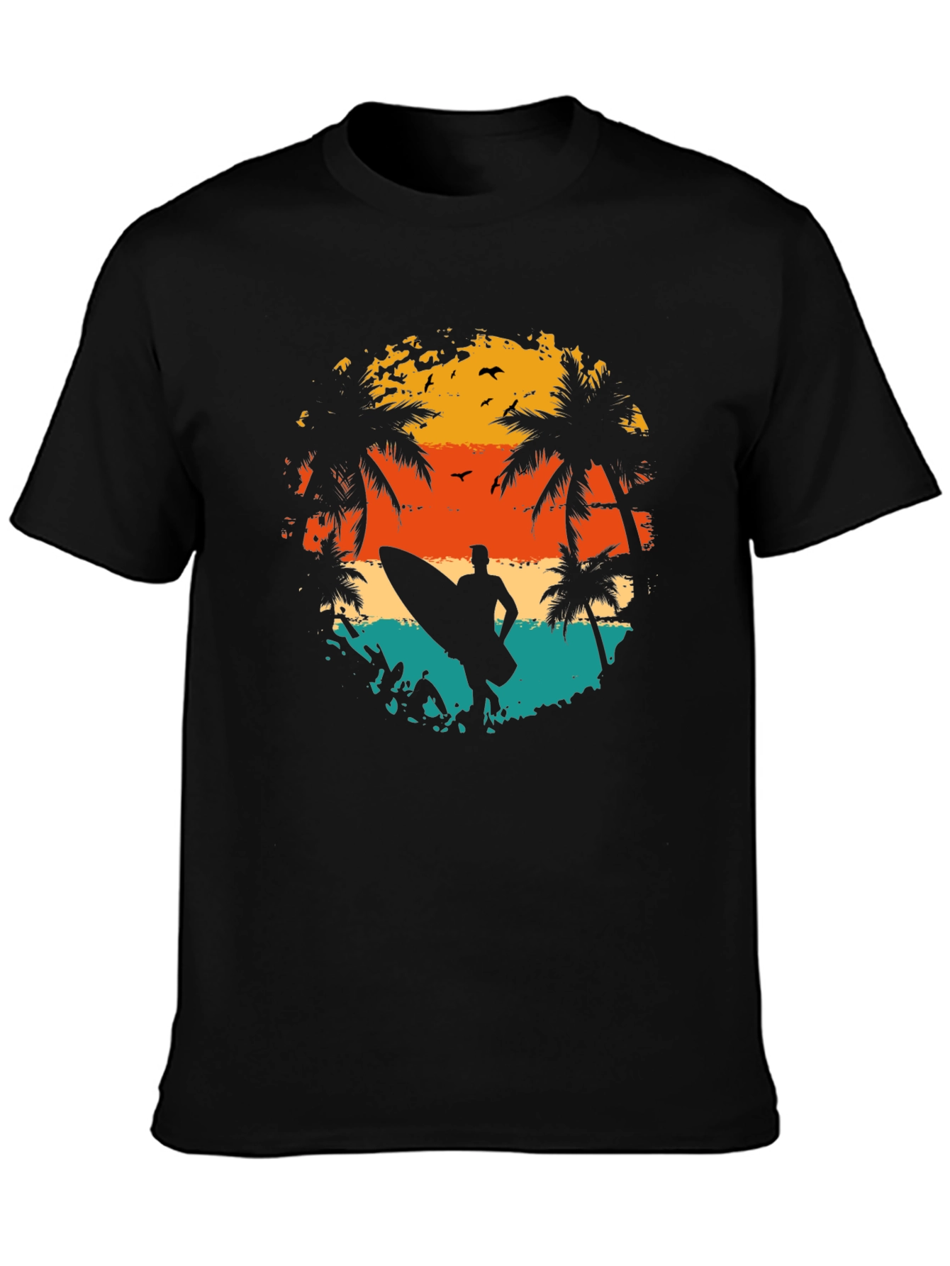 Surfer Sunset Graphic Tee - Black