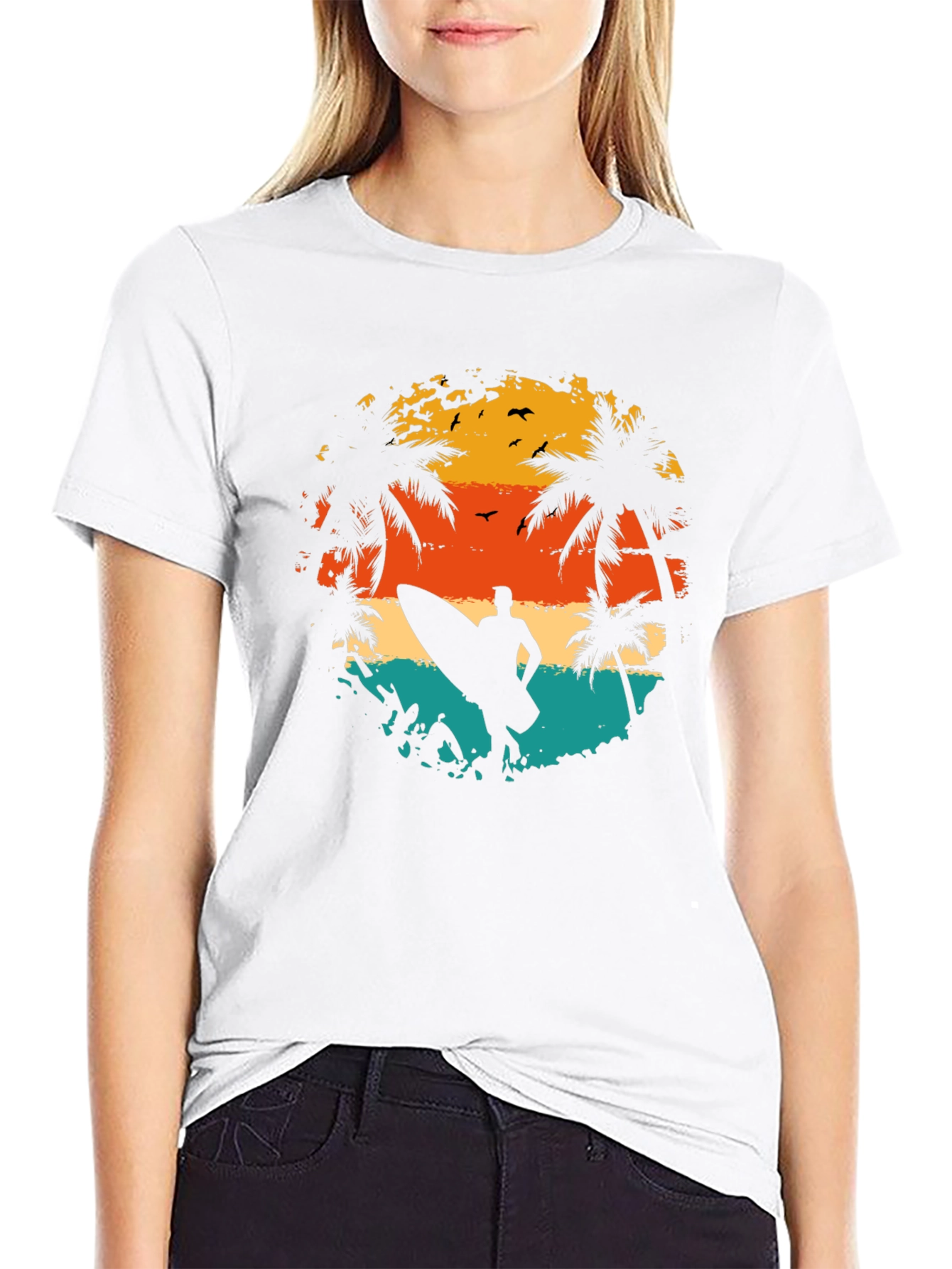 Surfer Sunset Graphic Tee - Black