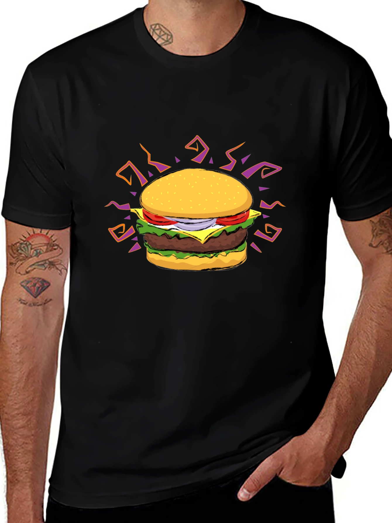 Burger Graphic T-Shirt - Black