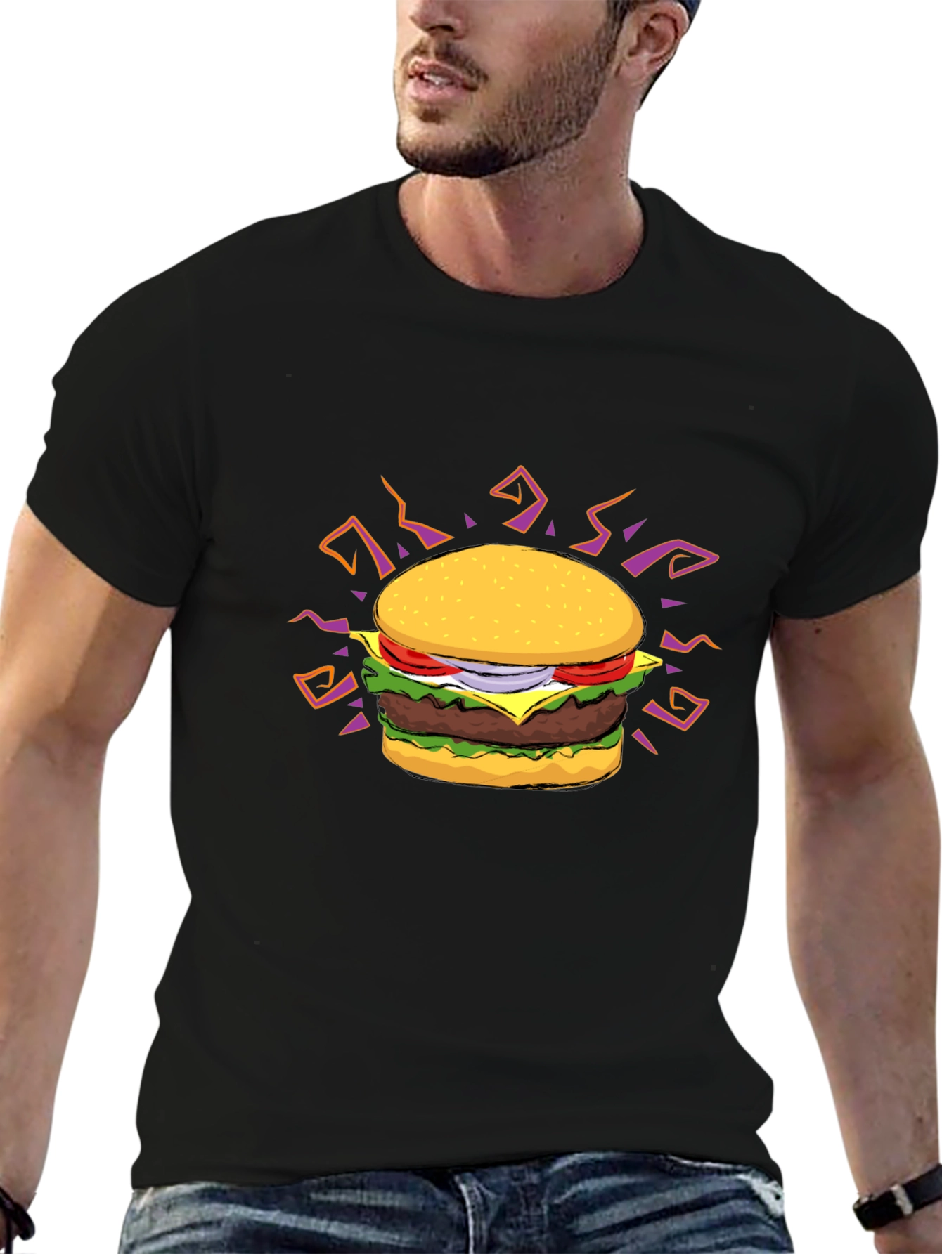 Burger Graphic T-Shirt - Black
