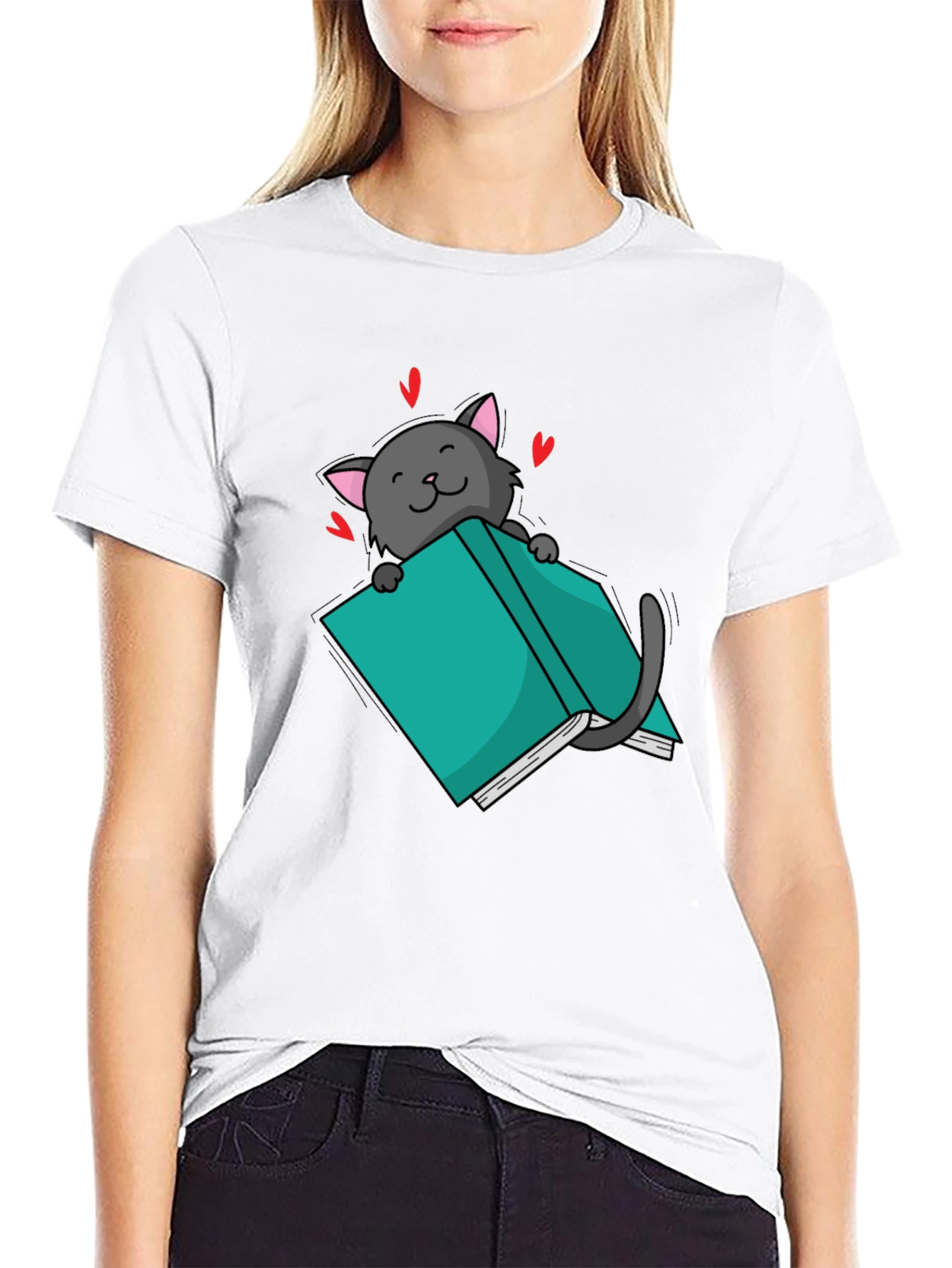 Cat Reading Book T-Shirt