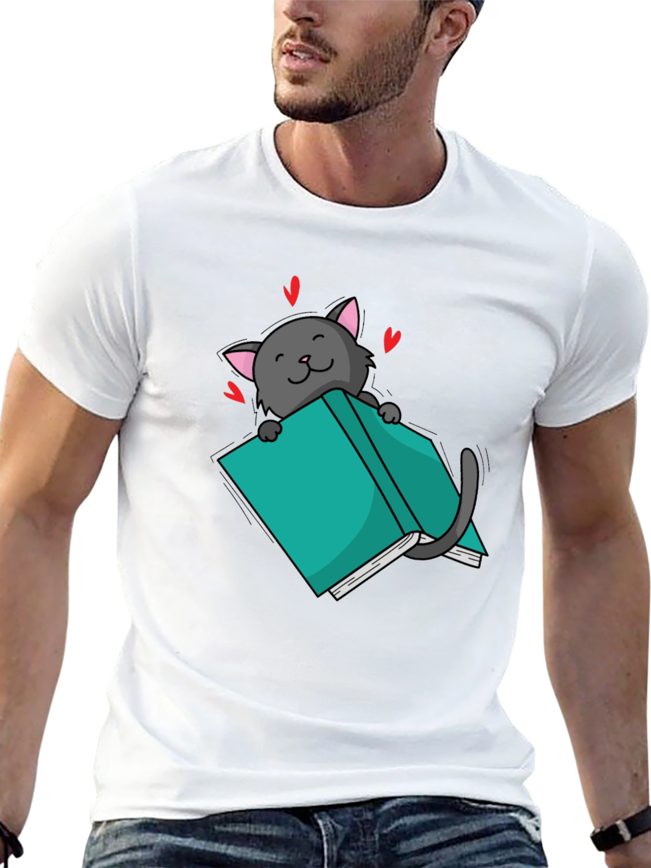 Cat Reading Book T-Shirt