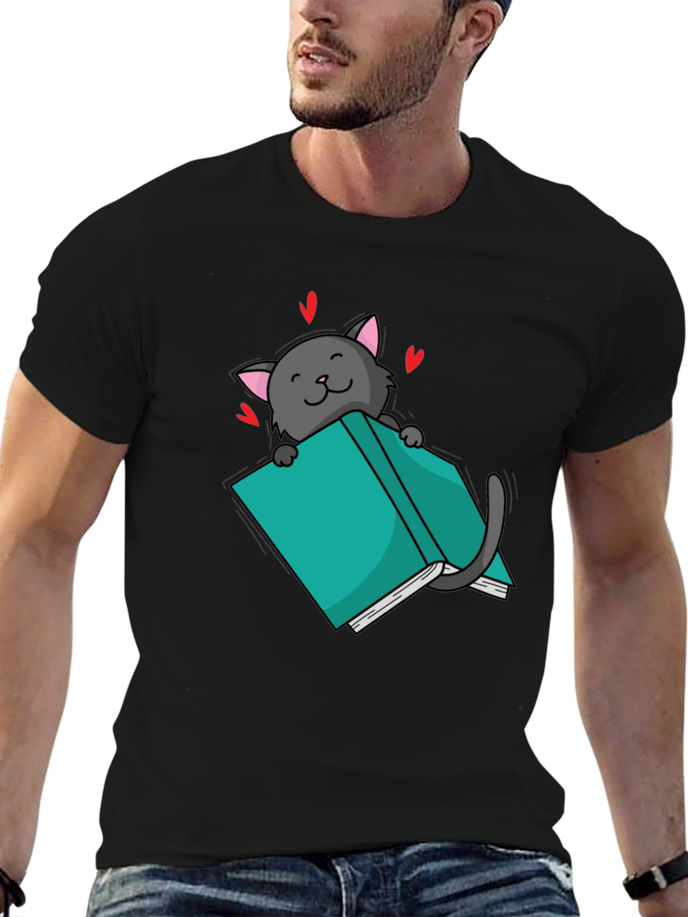 Cat Reading Book T-Shirt
